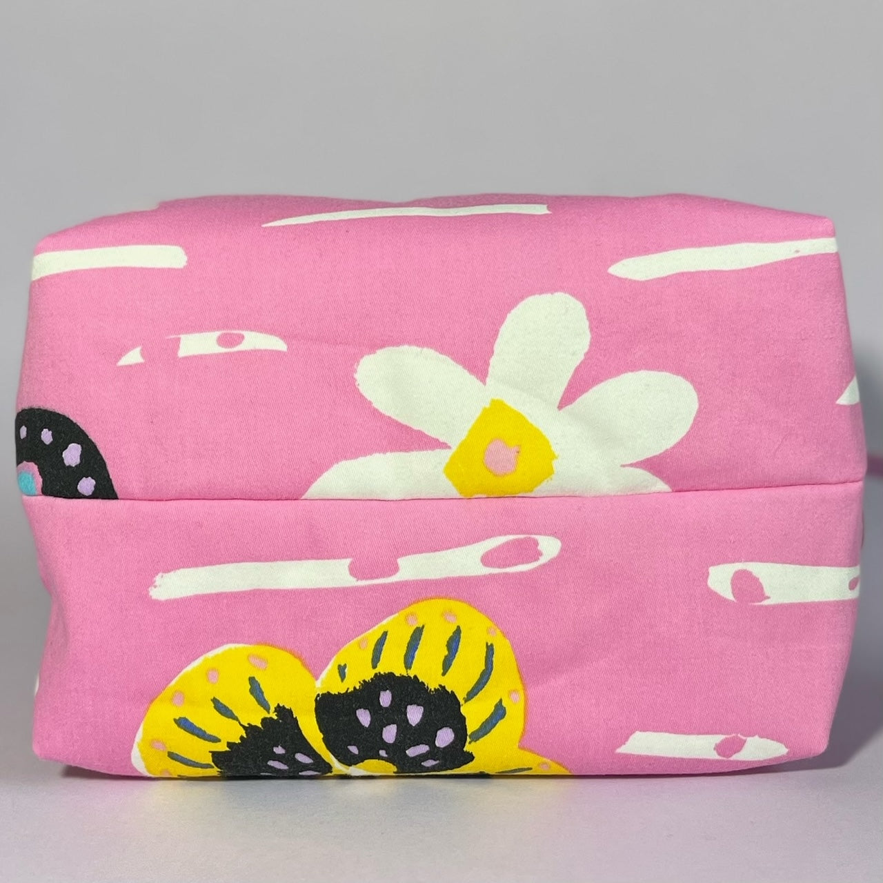 Pink, repurposed vintage fabric box POUCH