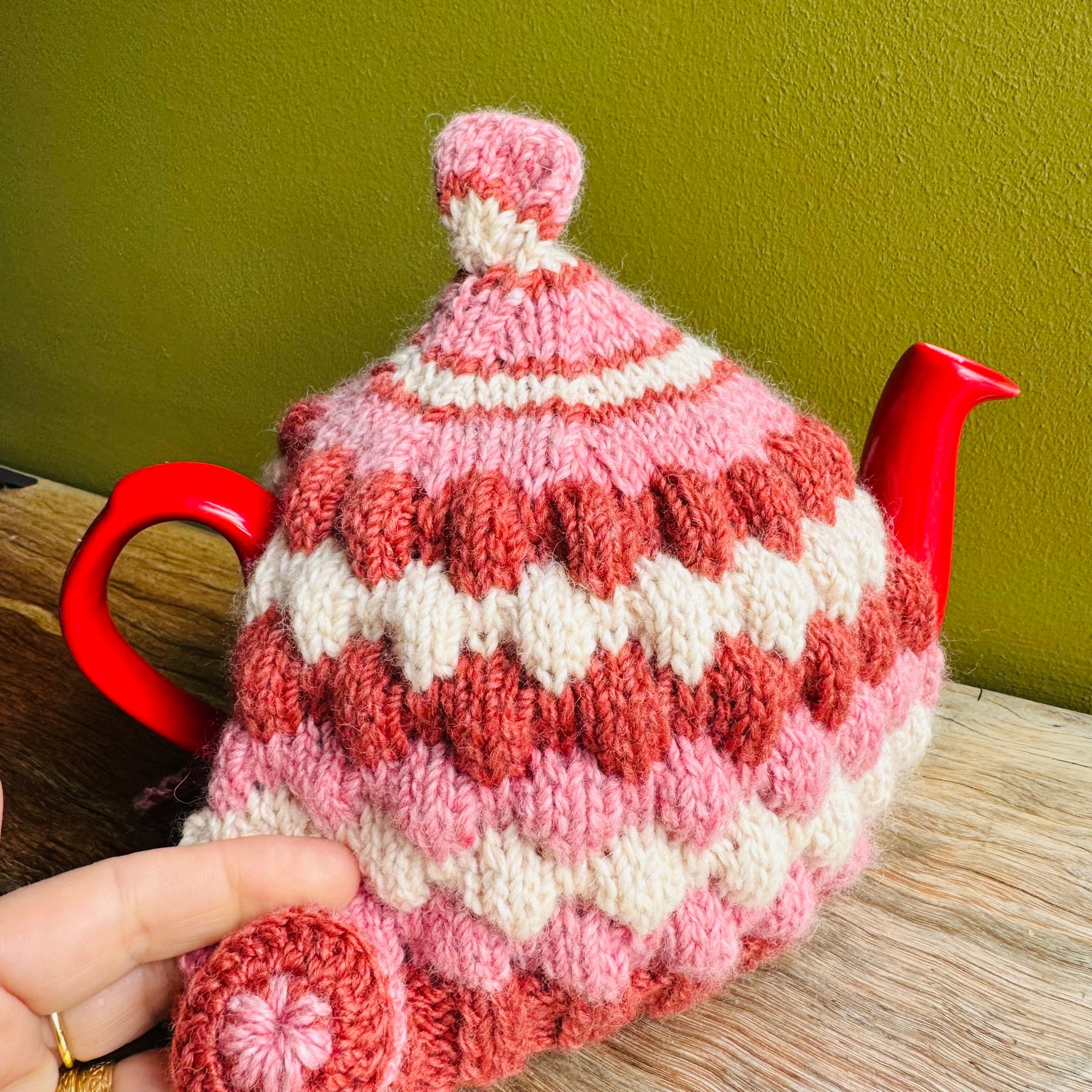 Teapot Cosy - Pinks/Reds - Alpaca/Merino -  4 cups