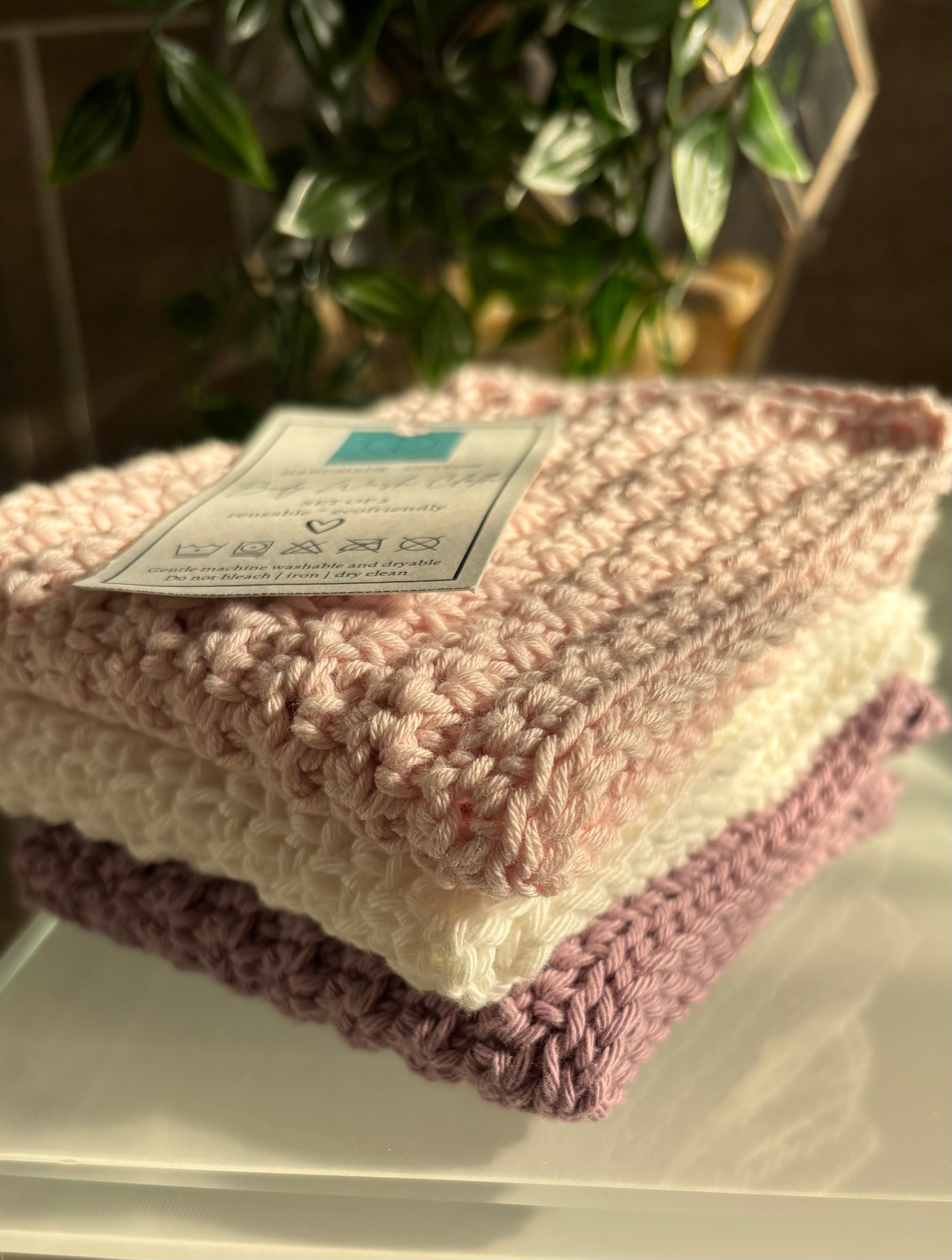 Reusable Wash Cloths - Set 3 - Cotton