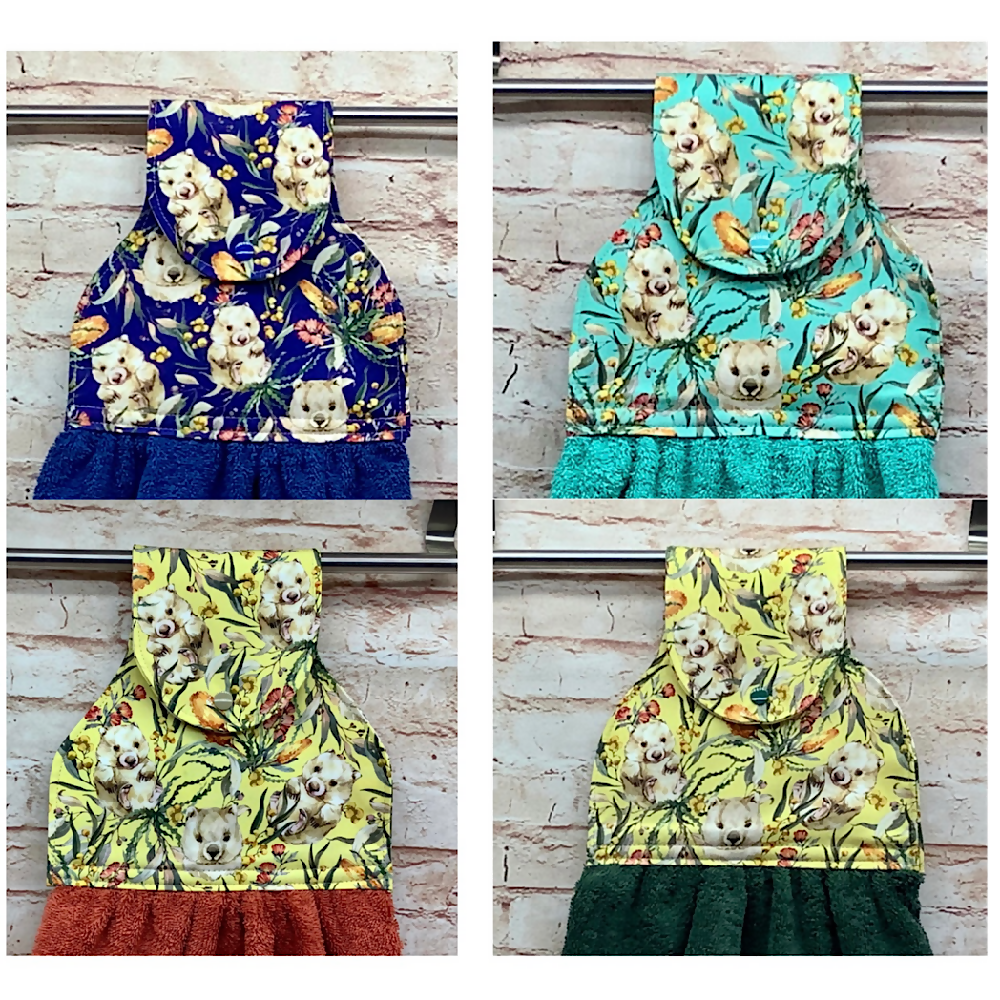 Australian Wombats hanging hand towel  - 4 Designs