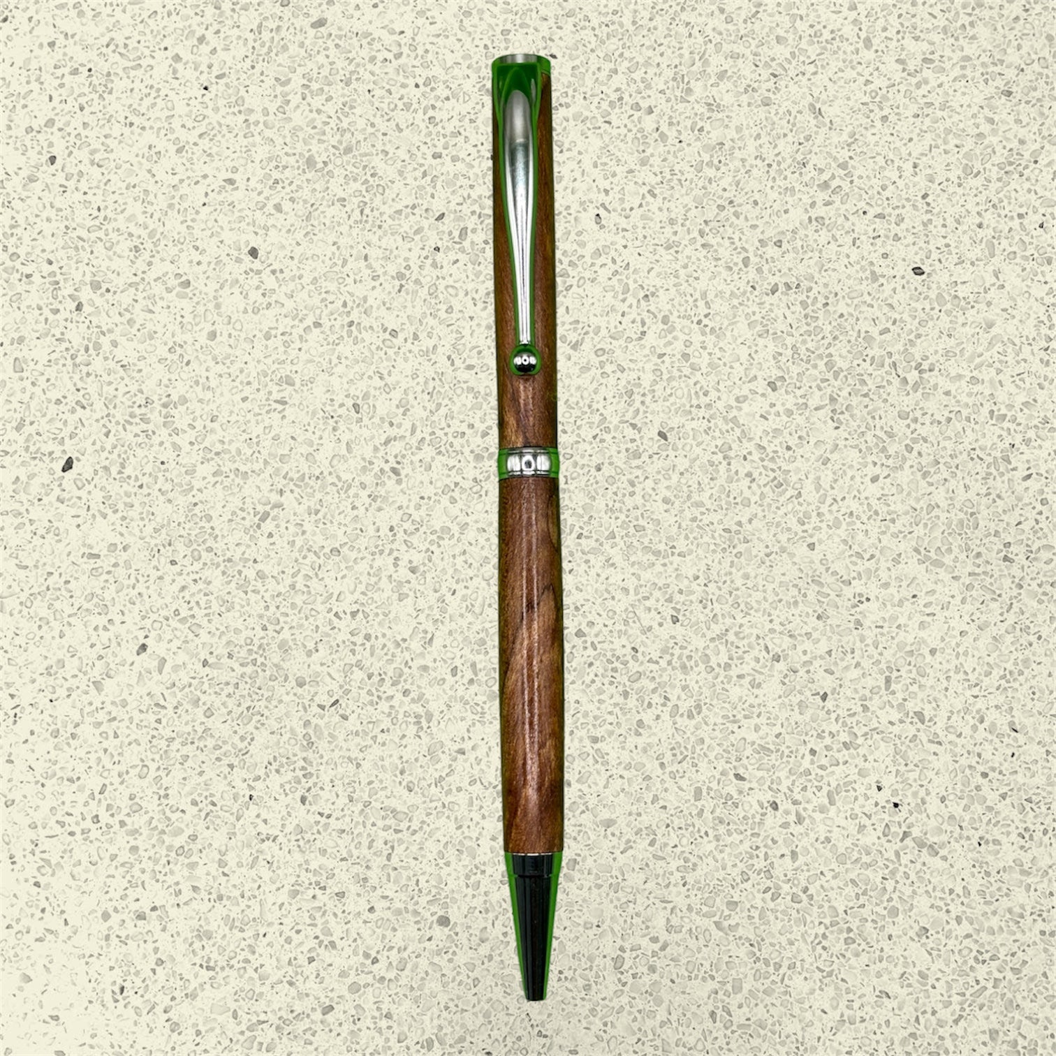 Handcrafted Peppercorn Timber Slimline Pen – Chrome Accents – One-of-a-Kind