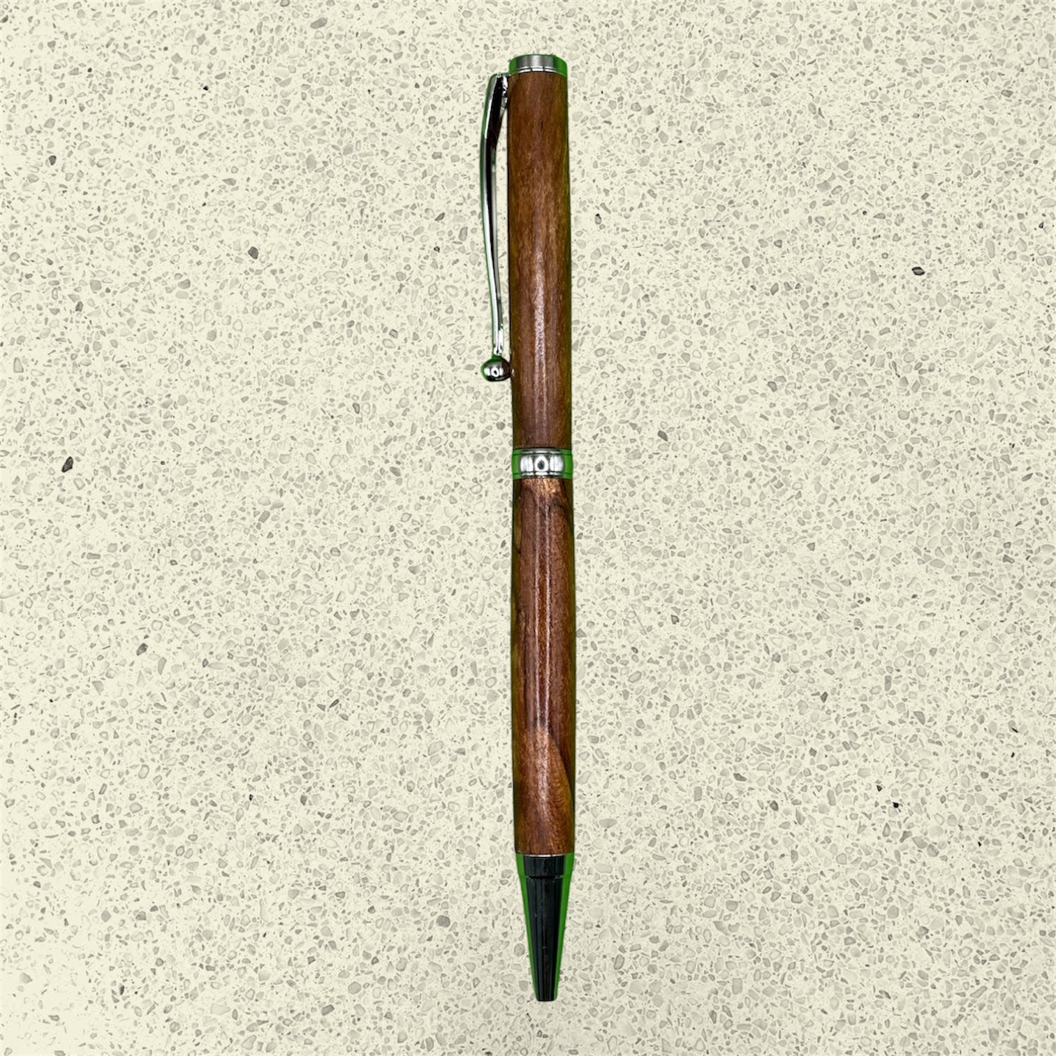 Handcrafted Peppercorn Timber Slimline Pen – Chrome Accents – One-of-a-Kind