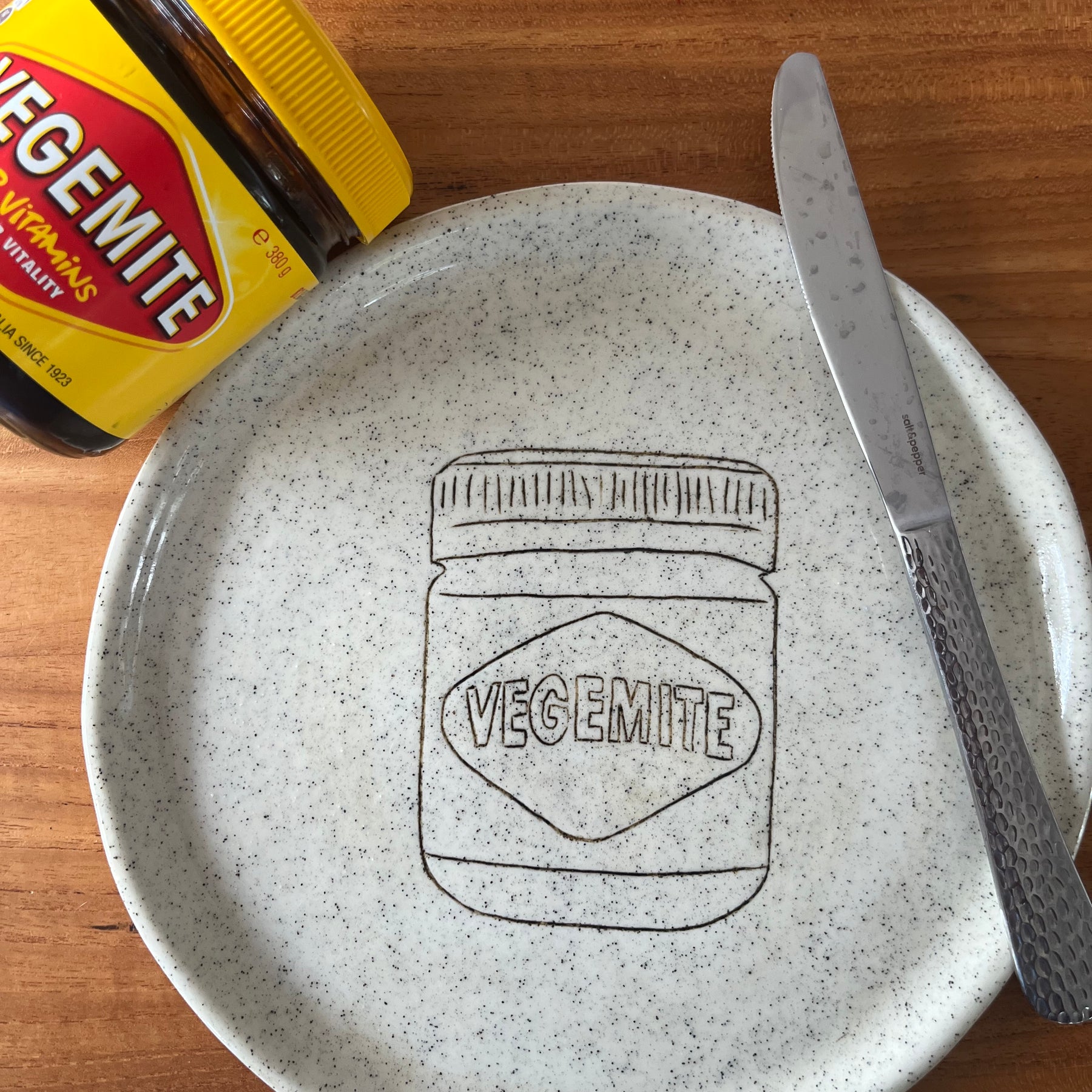 Handmade Ceramic Vegemite Plate