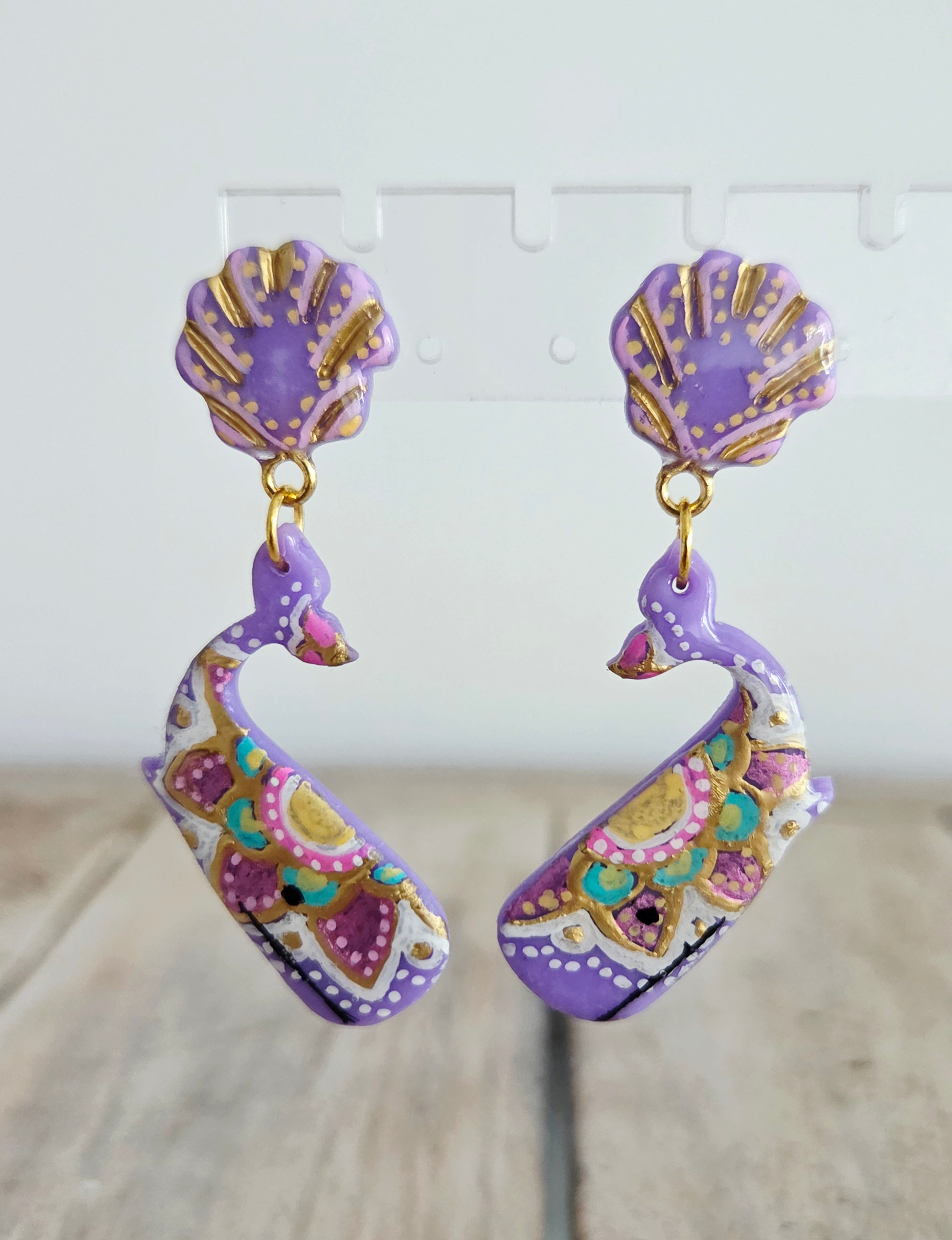 Lavender Whale Dangles