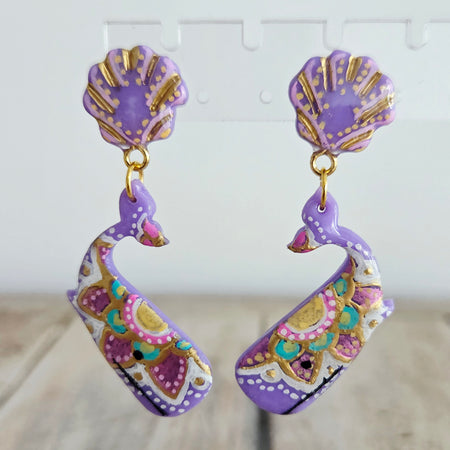 Lavender Whale Dangles