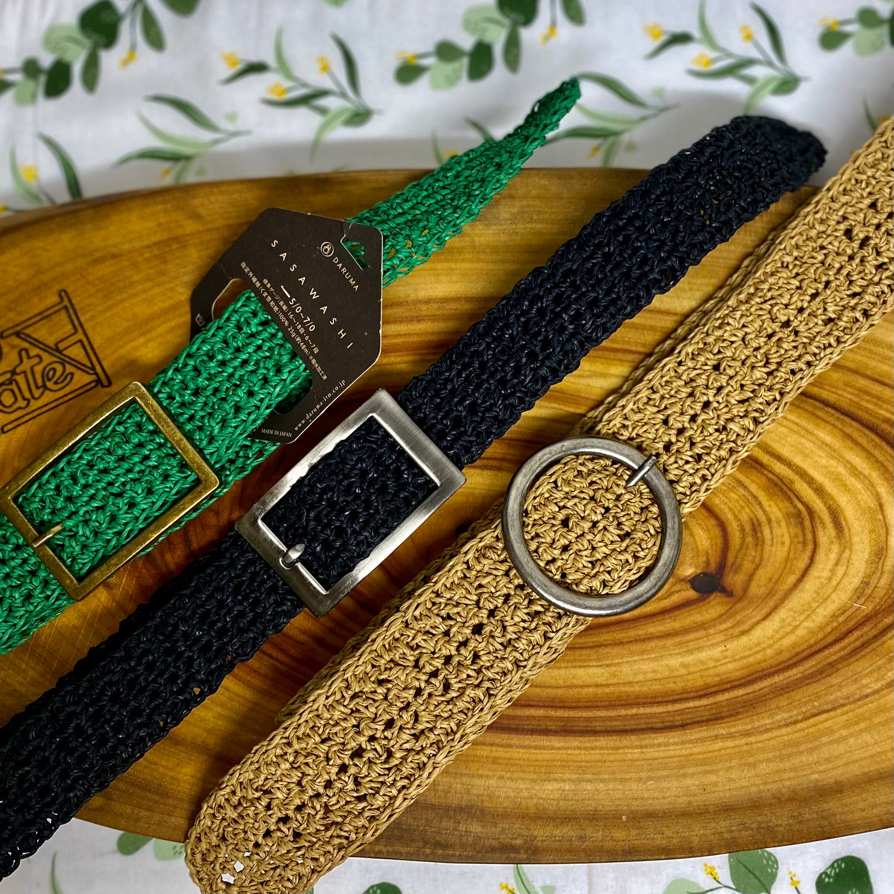 Crochet Bamboo Cord Belt (Gunmetal Buckle)