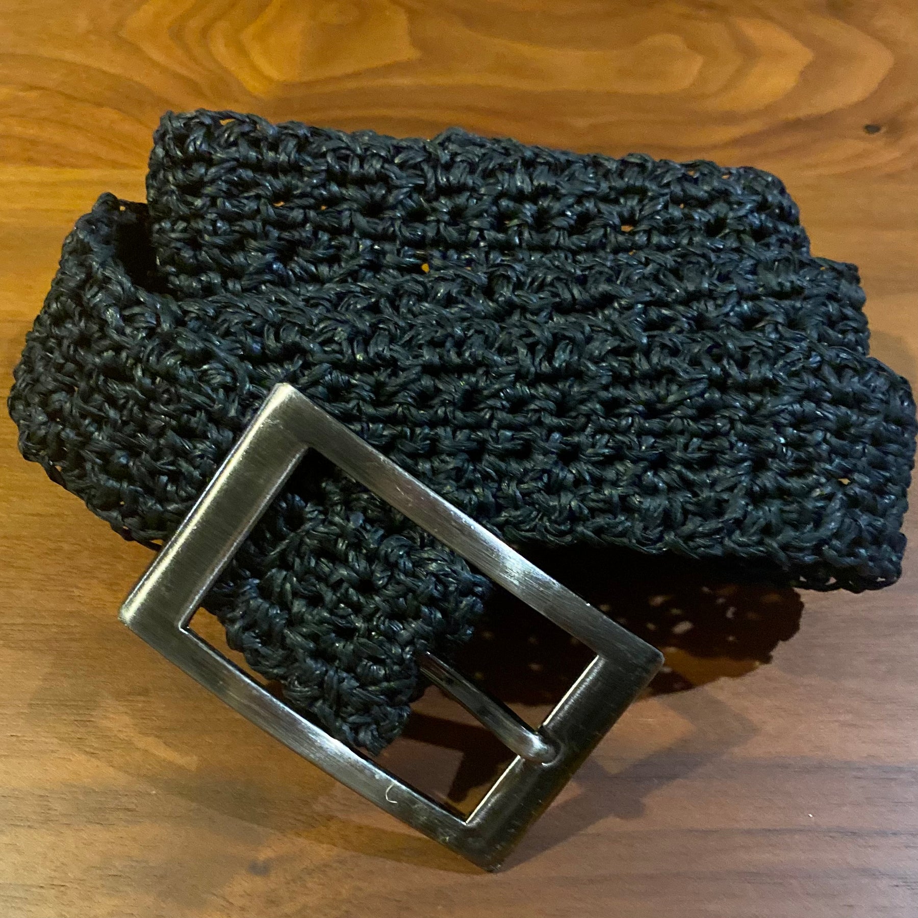 Crochet Bamboo Cord Belt (Gunmetal Buckle)