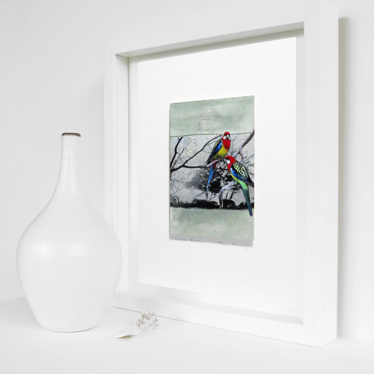 Unframed Collage Art - Eastern Rosellas