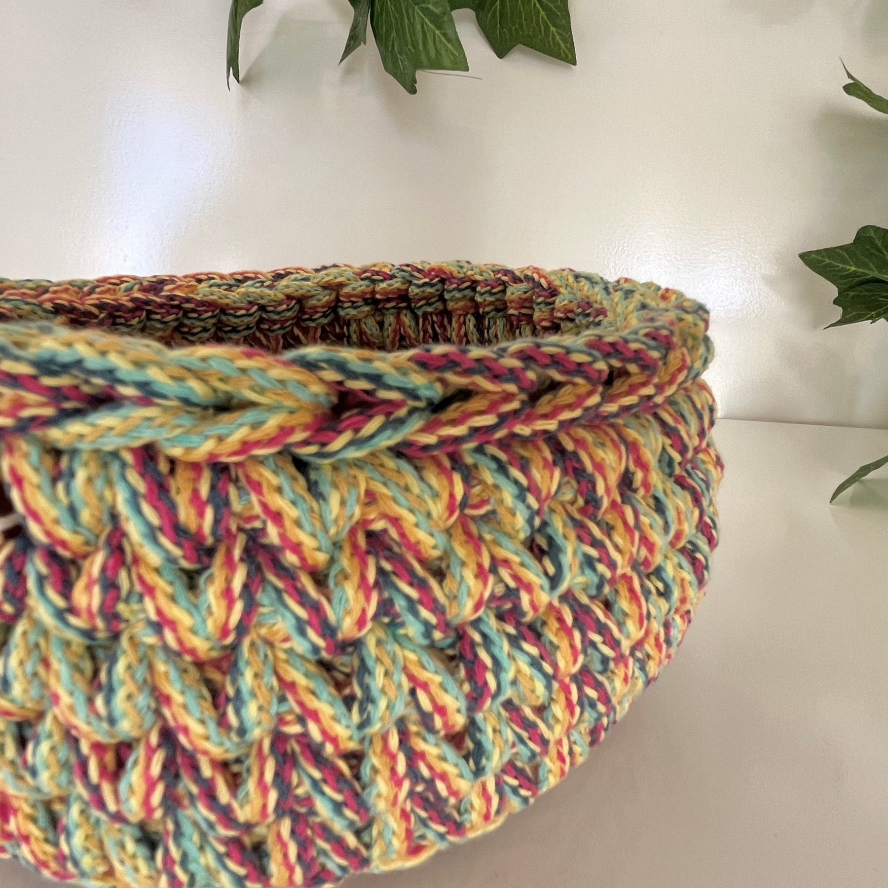 Crochet basket - multi-coloured