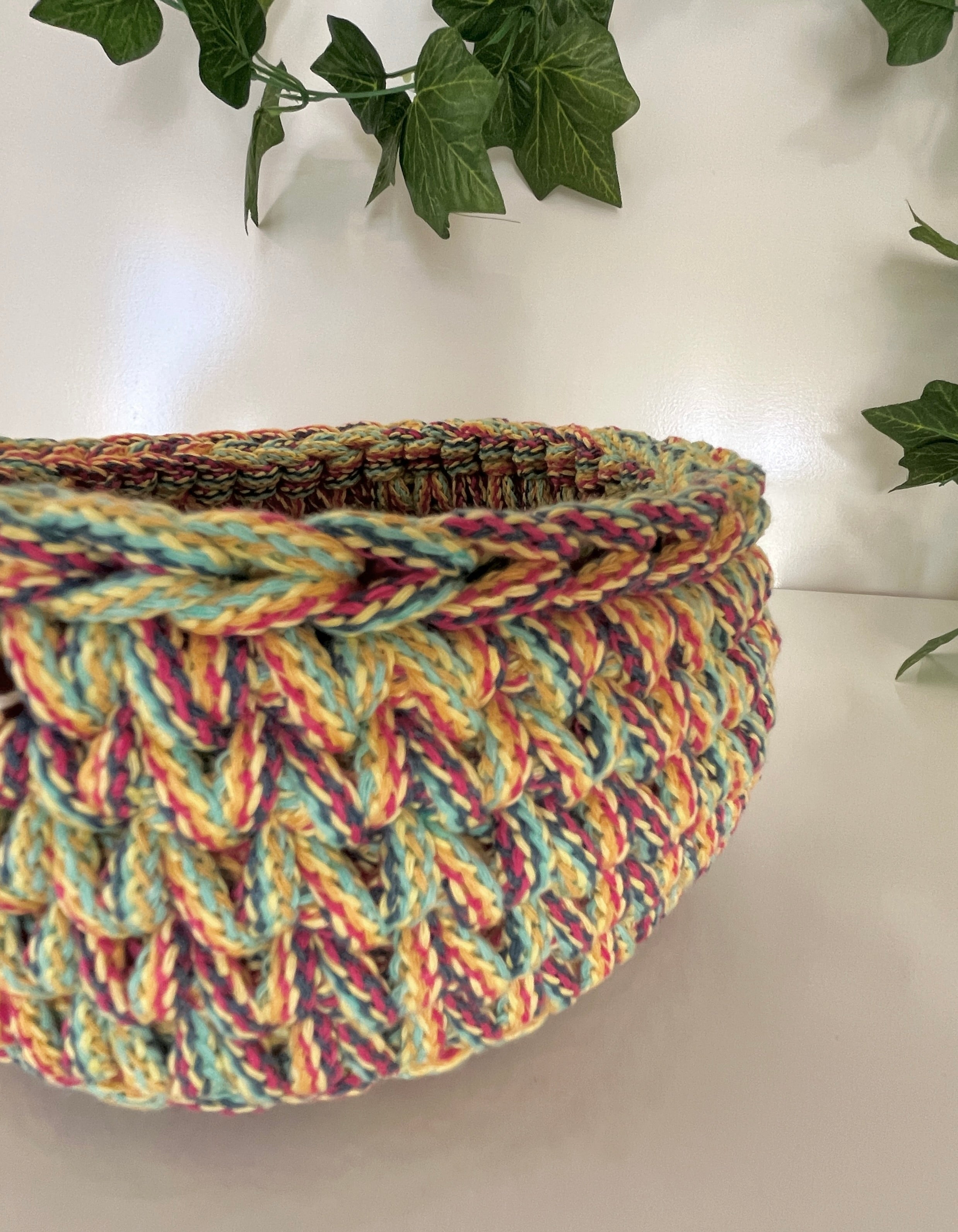 Crochet basket - multi-coloured