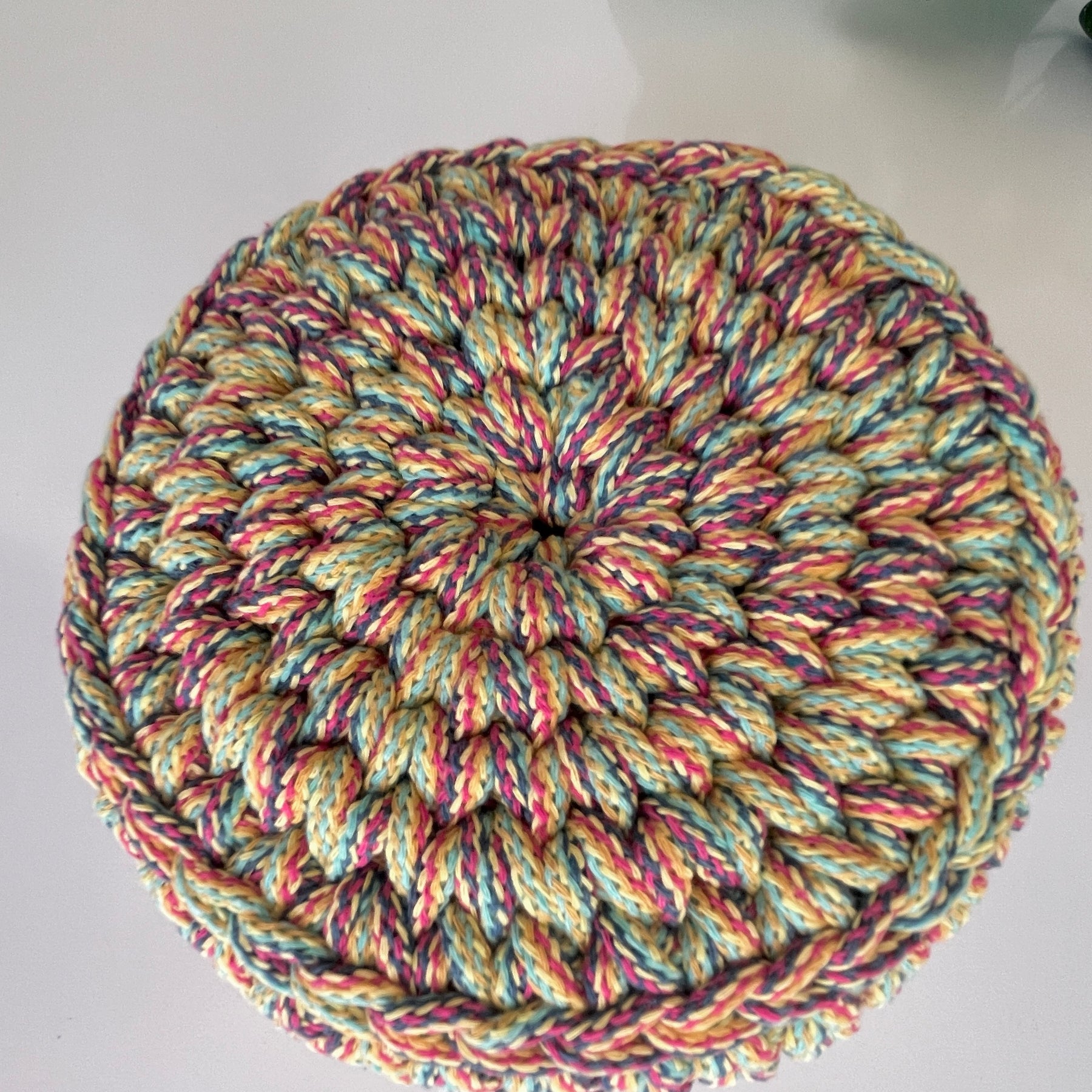 Crochet basket - multi-coloured