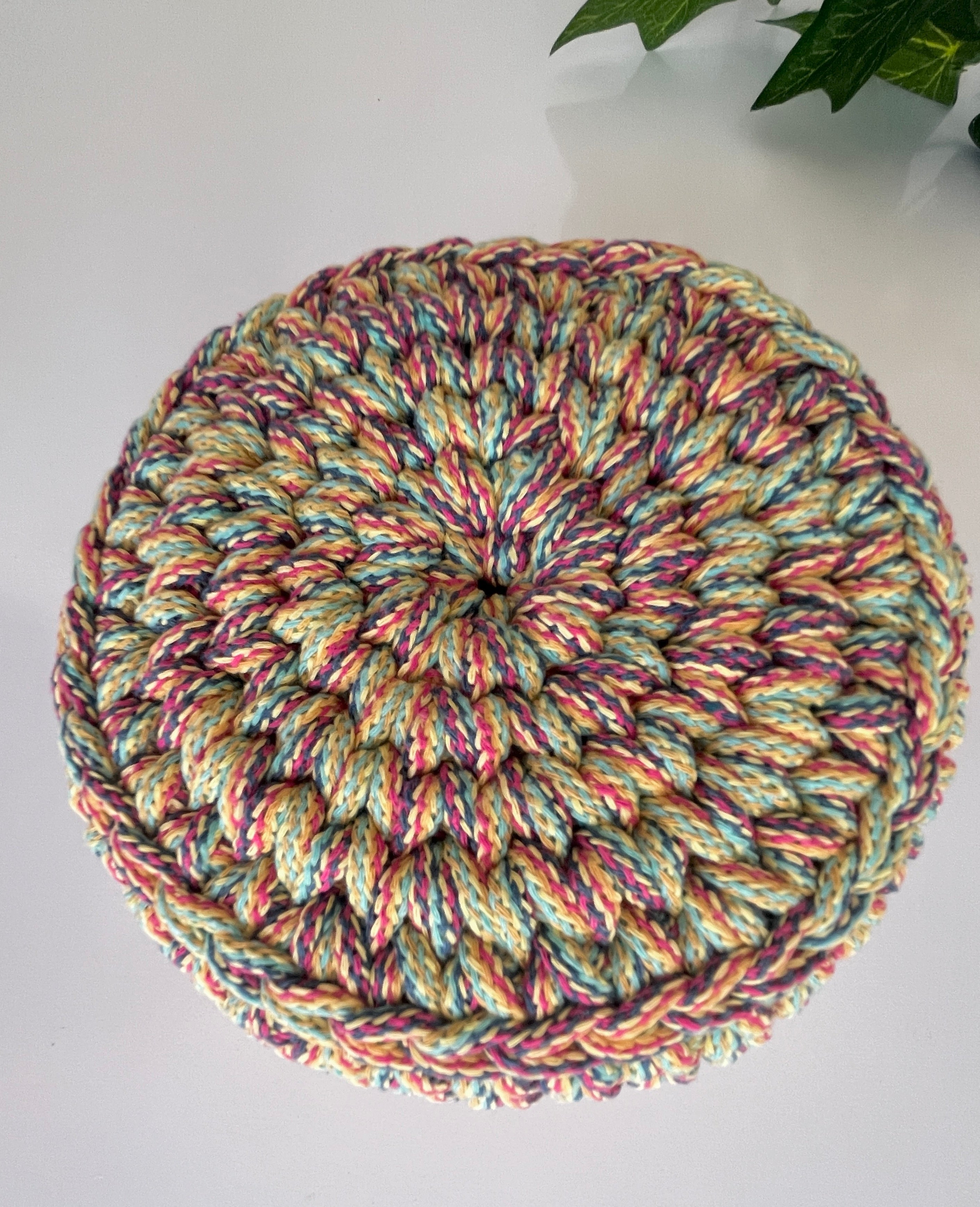 Crochet basket - multi-coloured