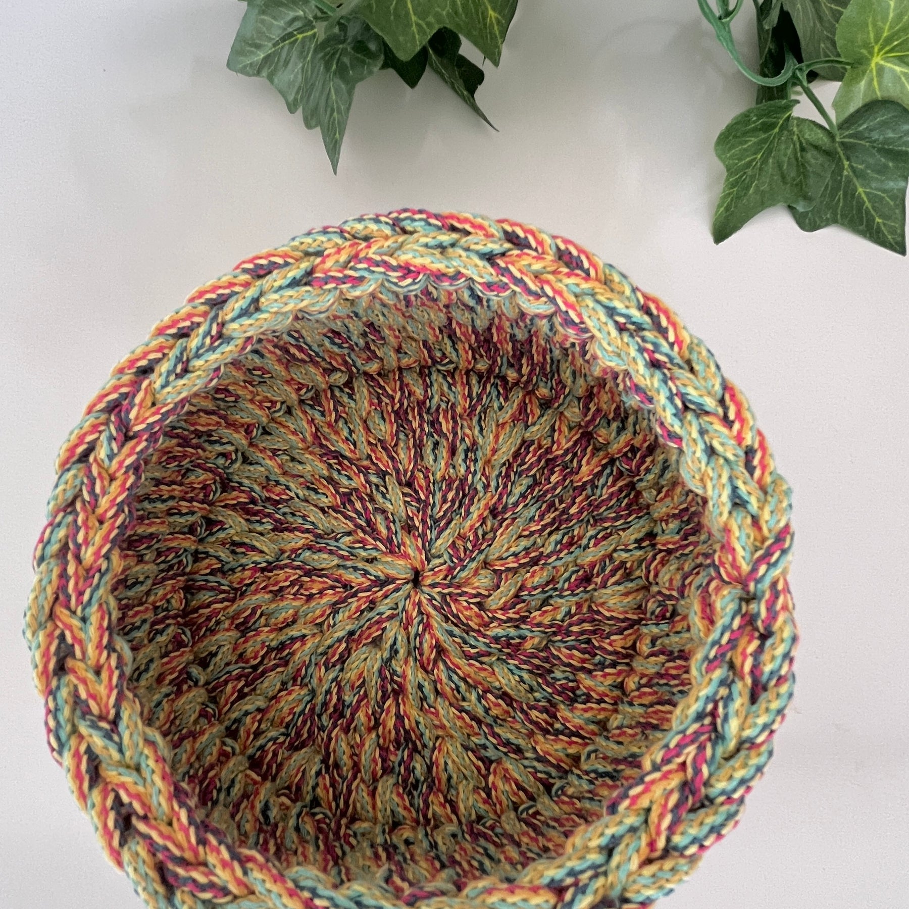 Crochet basket - multi-coloured