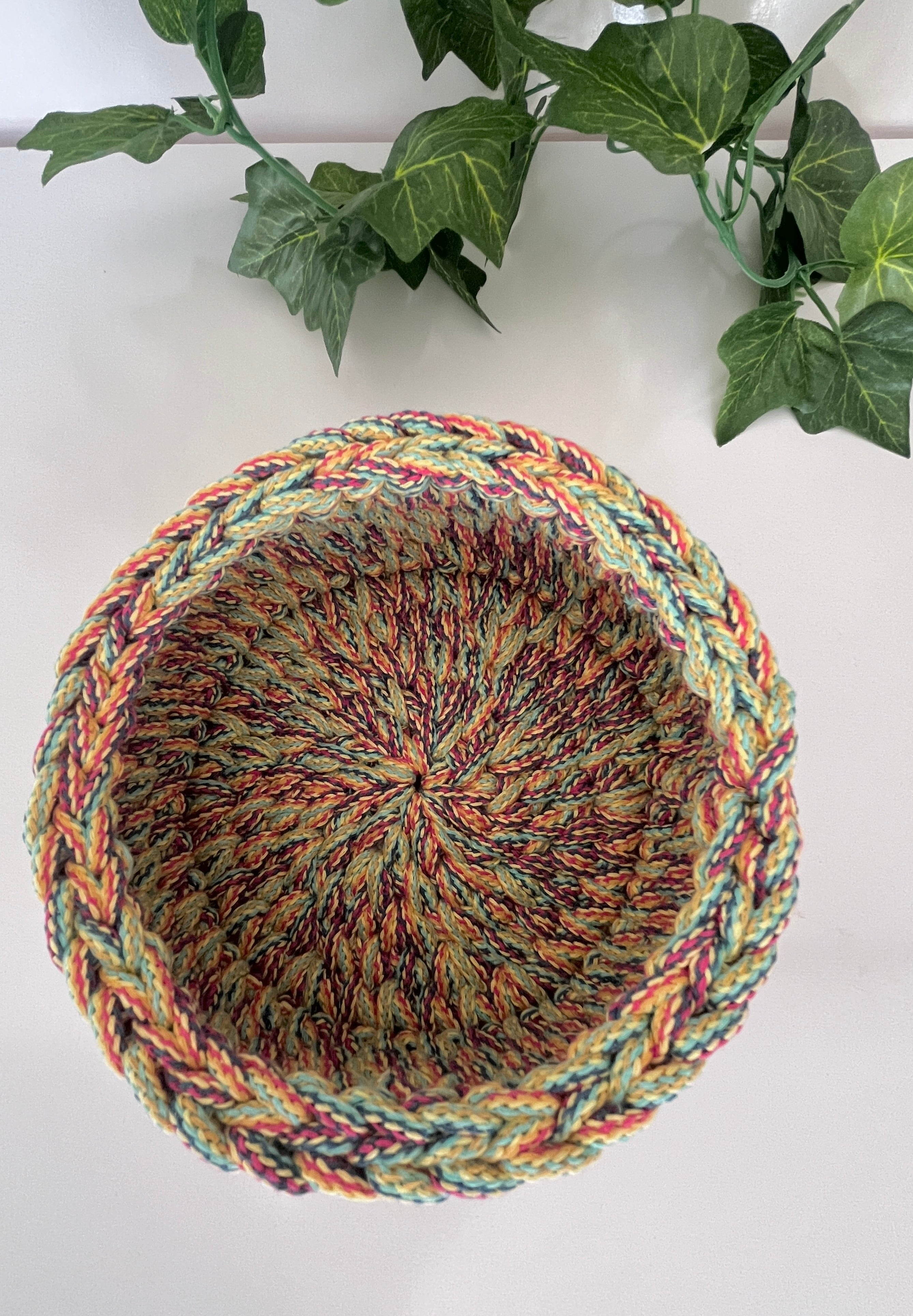 Crochet basket - multi-coloured