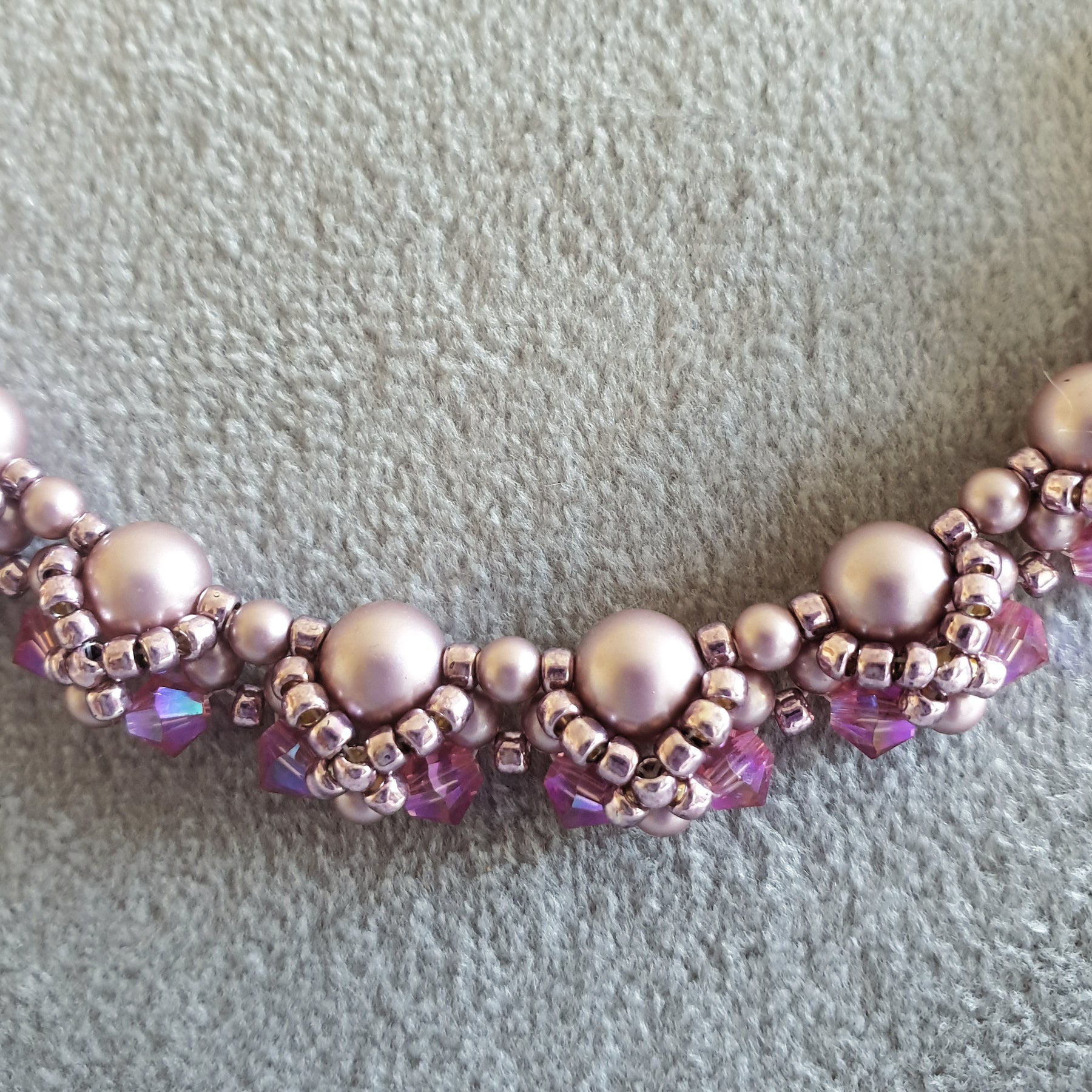 Pink Pearl and Crystal Necklace