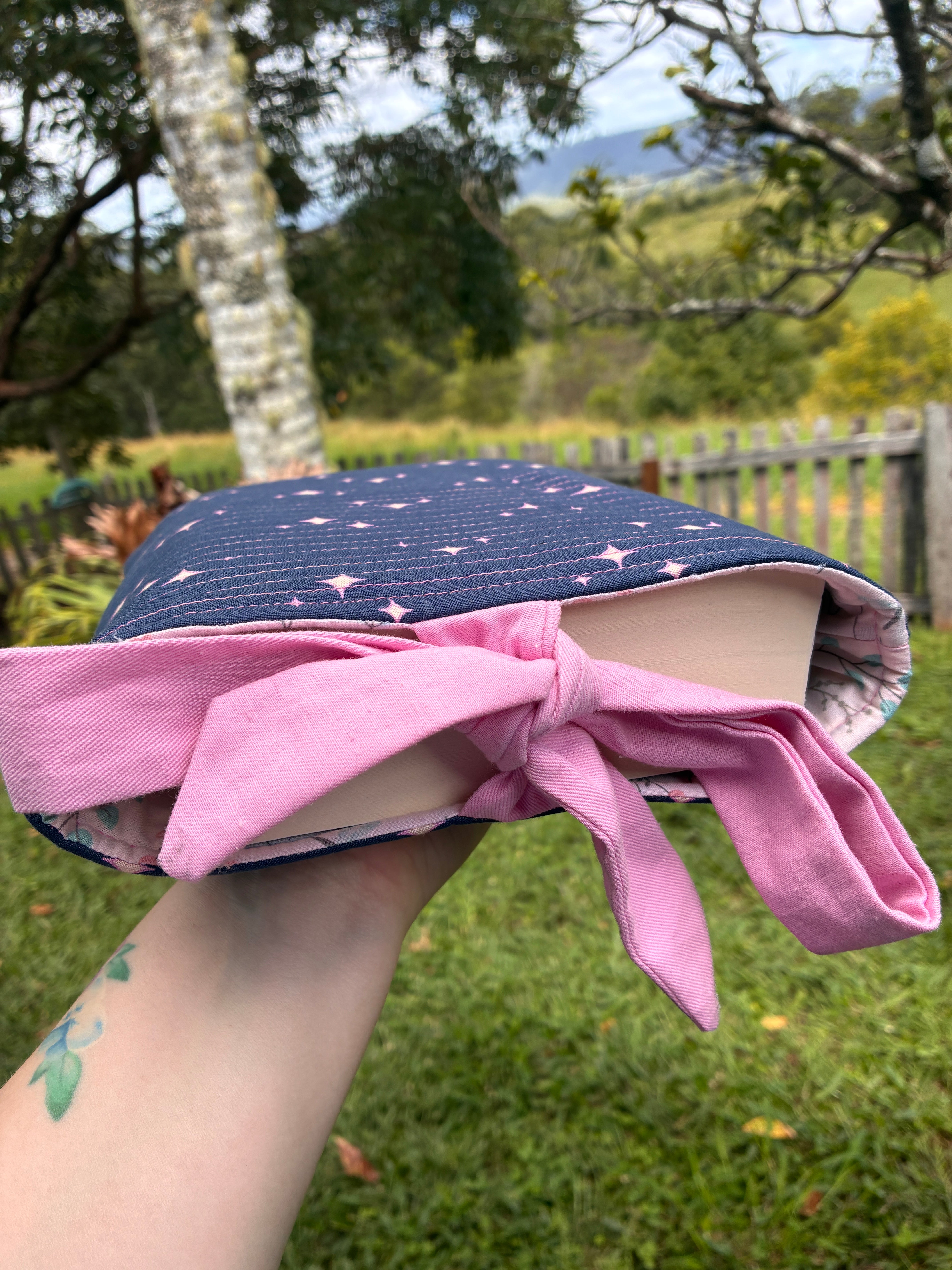 Large Book Sleeve (Navy & Pink Celestial)
