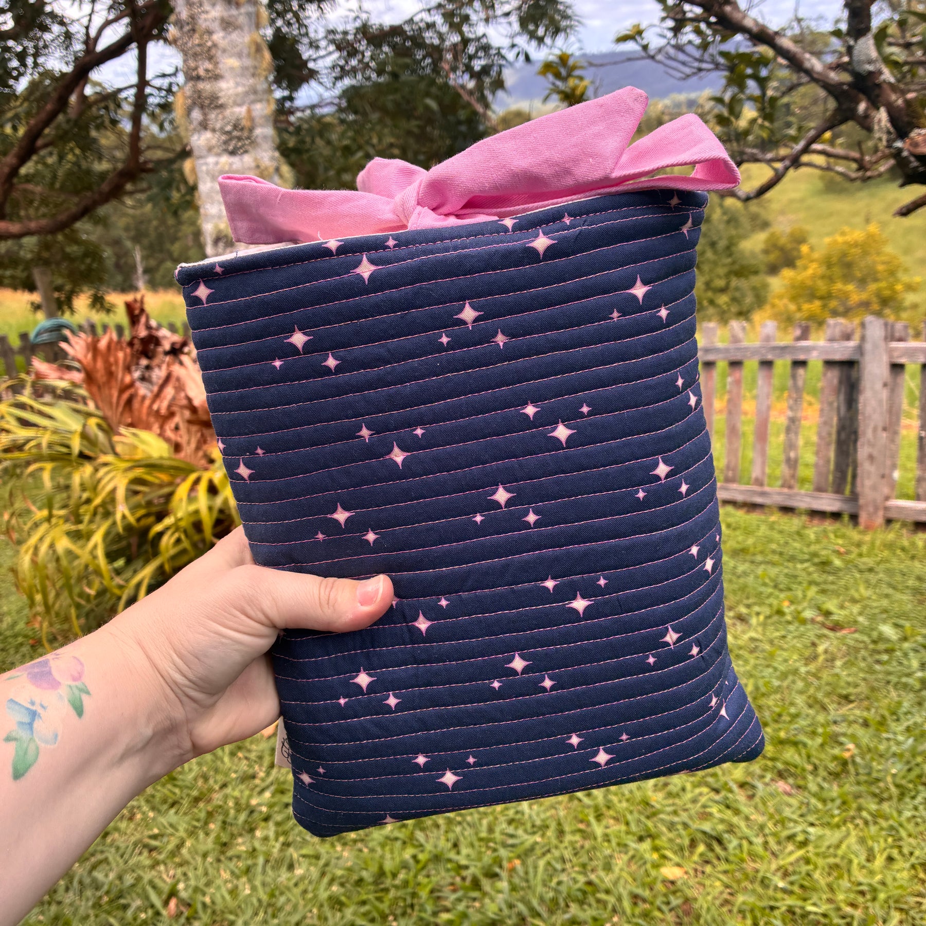 Large Book Sleeve (Navy & Pink Celestial)