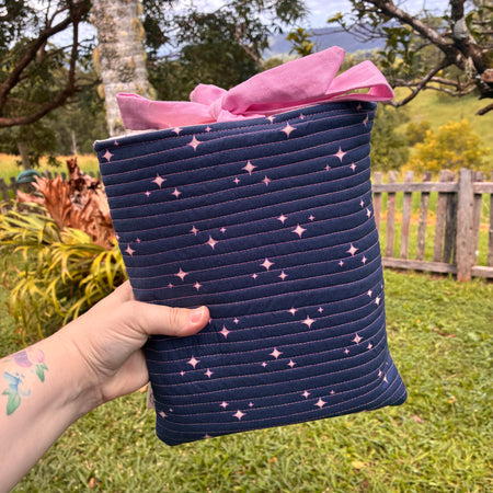 Large Book Sleeve (Navy & Pink Celestial)