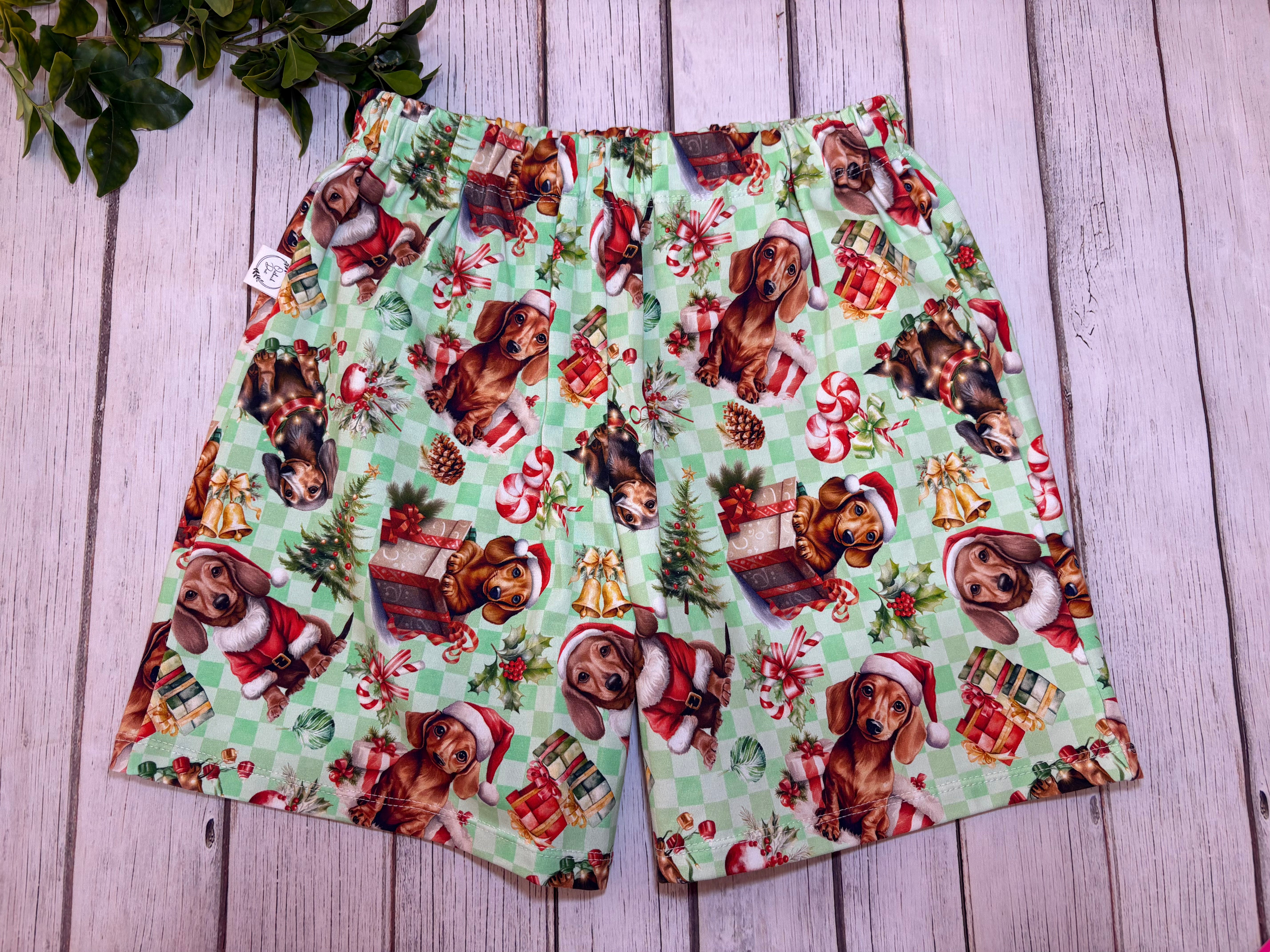 Kid's Christmas Dachshund Shorts-Size 8