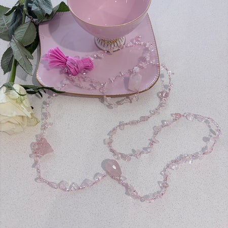 “Candy” Rose Quartz Crochet Necklace