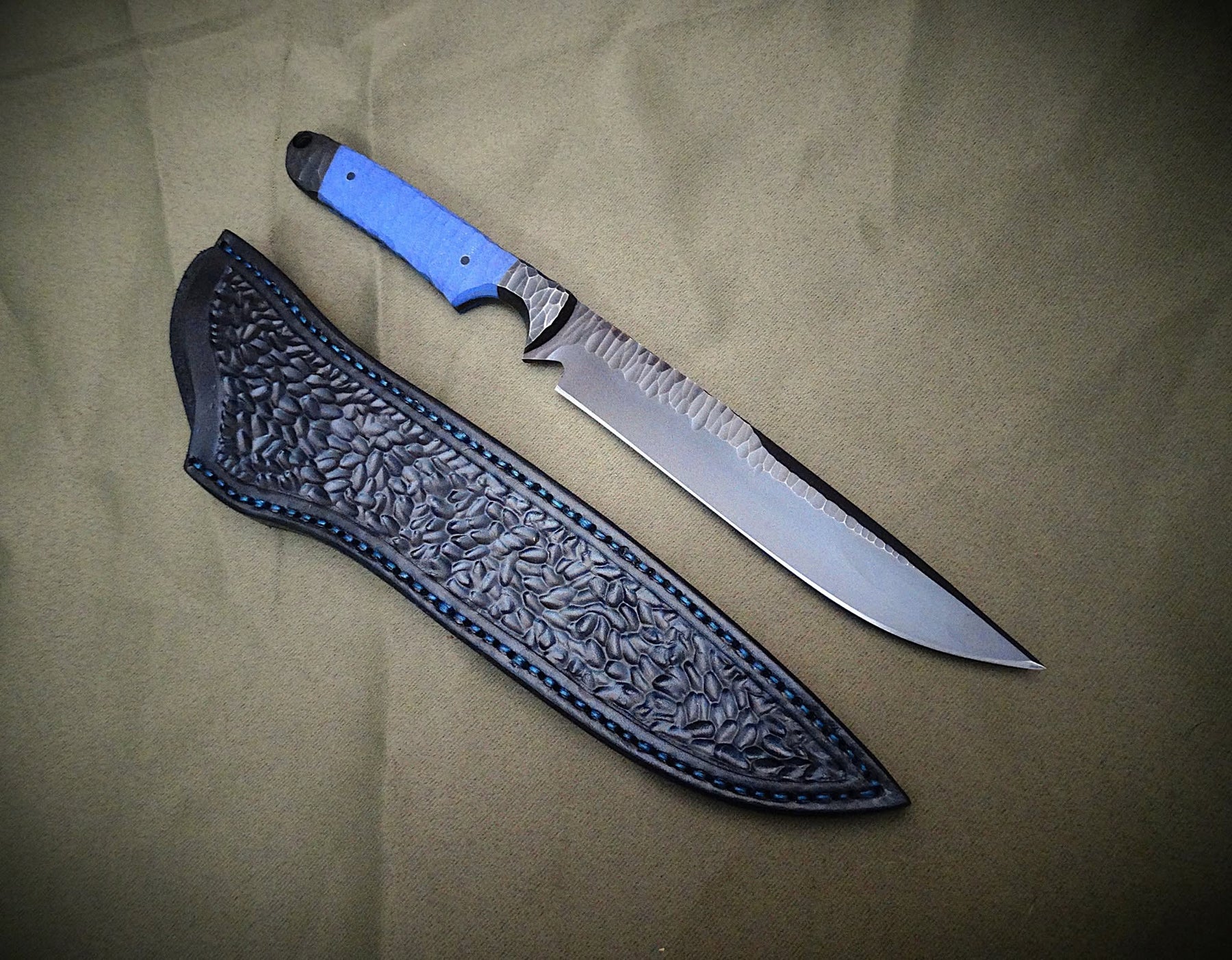 Knife outdoors unique leather steel art timber