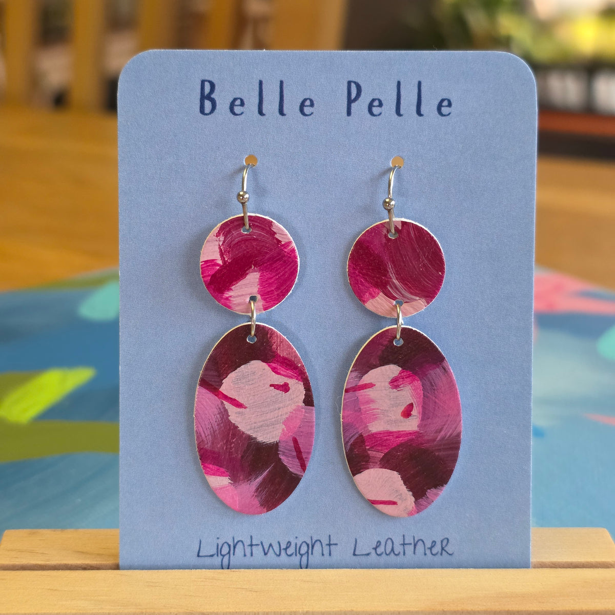 Alla Manno Leather Earrings - Raspberry Muse