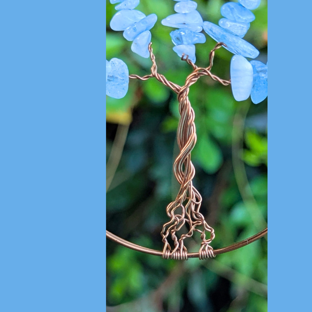 Aquamarine gemstone mini suncatcher - Wire art - OOAK design