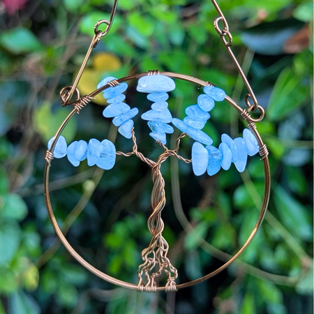 Aquamarine gemstone mini suncatcher - Wire art - OOAK design