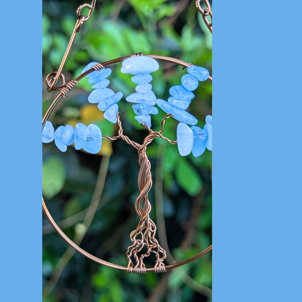 Aquamarine gemstone mini suncatcher - Wire art - OOAK design