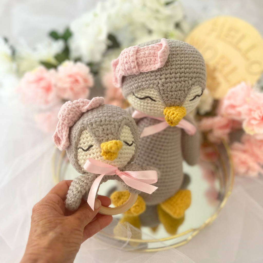 Handmade Crochet Penguin Baby Gift Set | Crochet Penguin Soft Toy