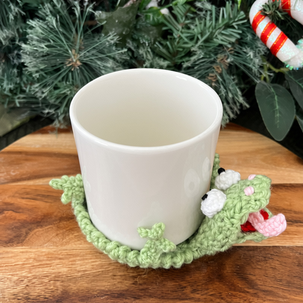 Crochet Mouse Lizard Flip Up Cup Coaster Gift Set