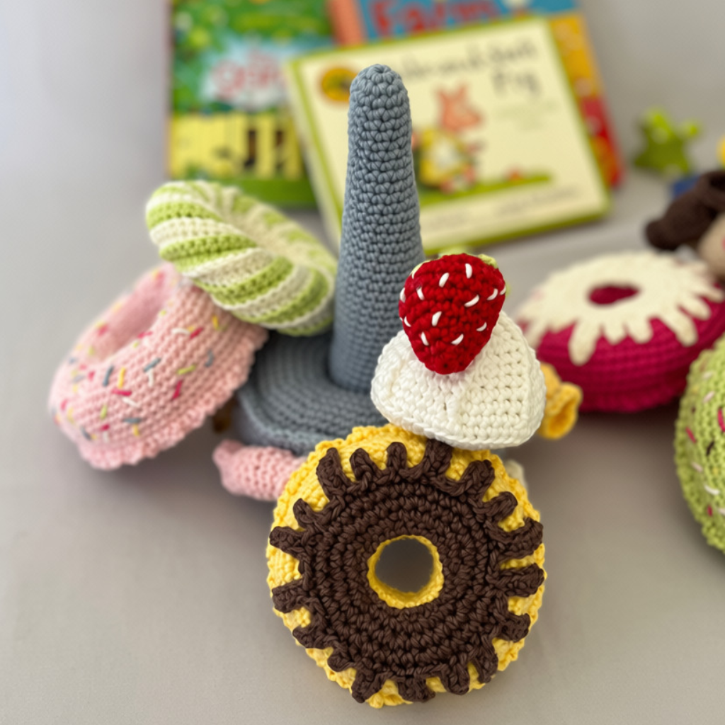 Crochet Stacking Toy Ice Cream Donuts, Crochet Stacking Toy
