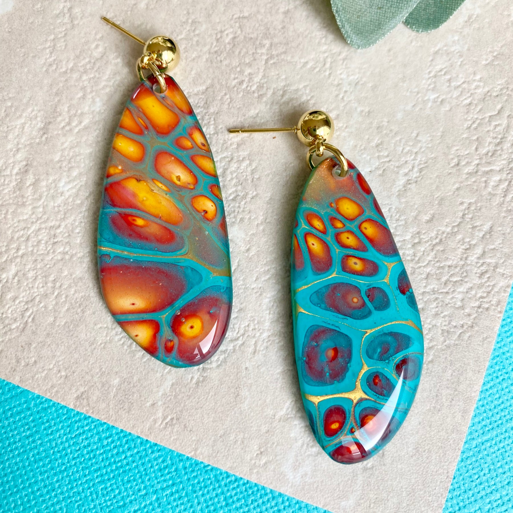 Original Art Turquoise Stud Earrings