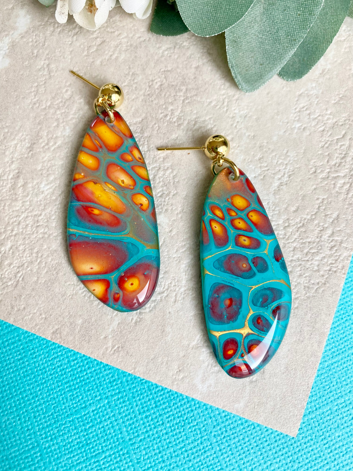 Original Art Turquoise Stud Earrings