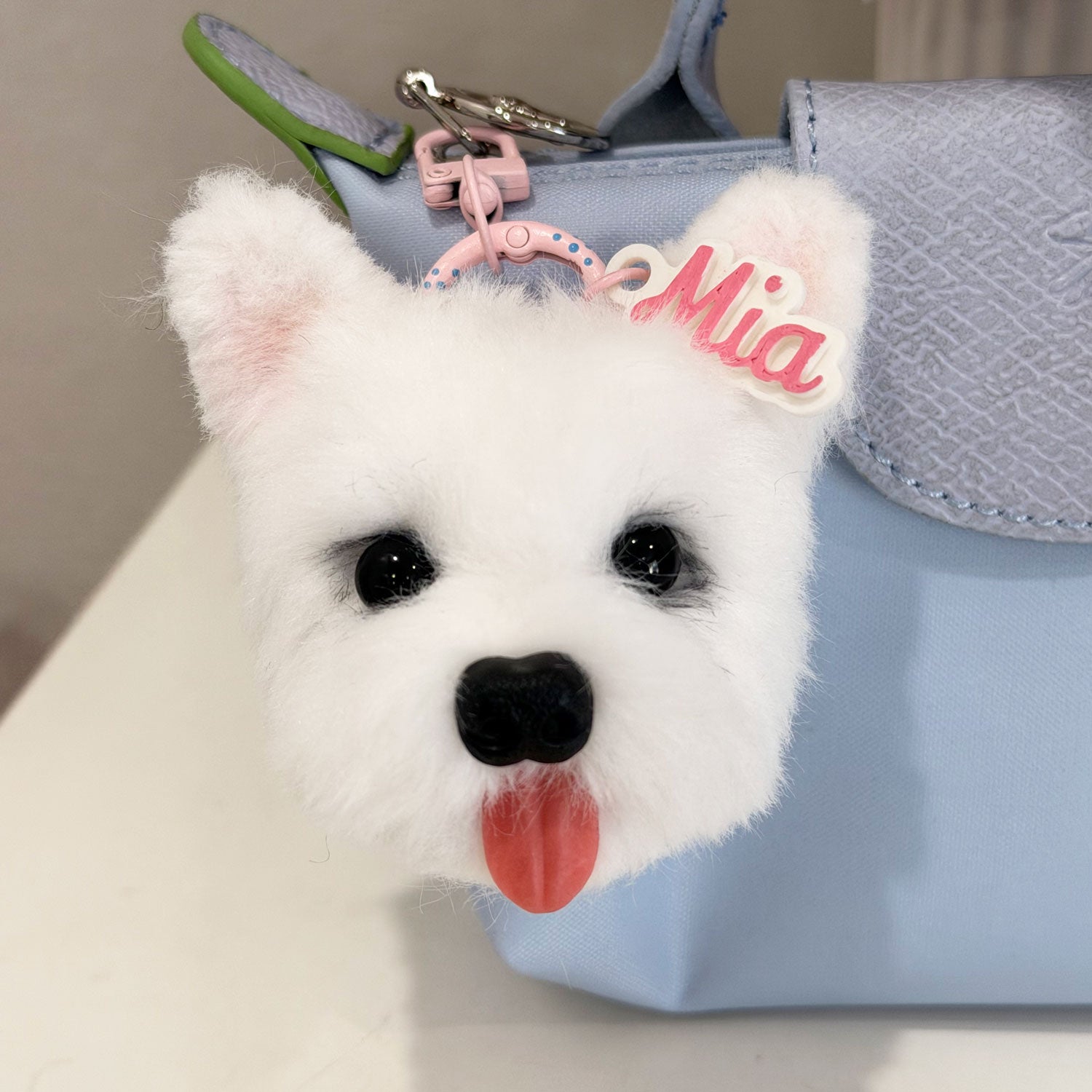 Custom Pet Head Bag Charm from Photo, Handmade Dog/Rabbit/Cat Plush Keychain, Soft & Fluffy Pet Portrait, Personalised Gift for Pet Lovers, Memorial Gift