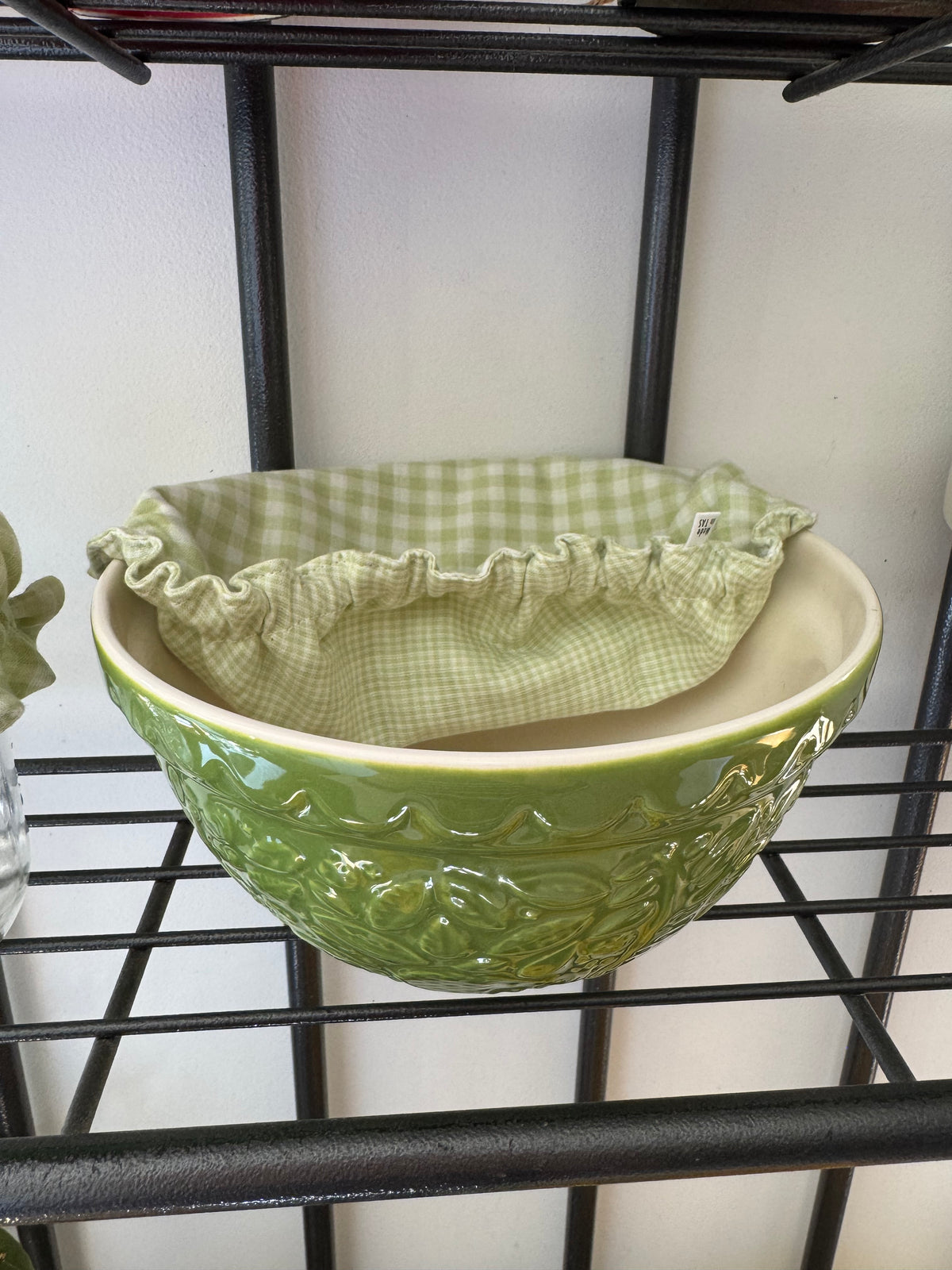 Green Gingham Bowl & Jar Cotton Cover Set