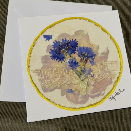 Hand Dyed, Dried flowers Greeting Card