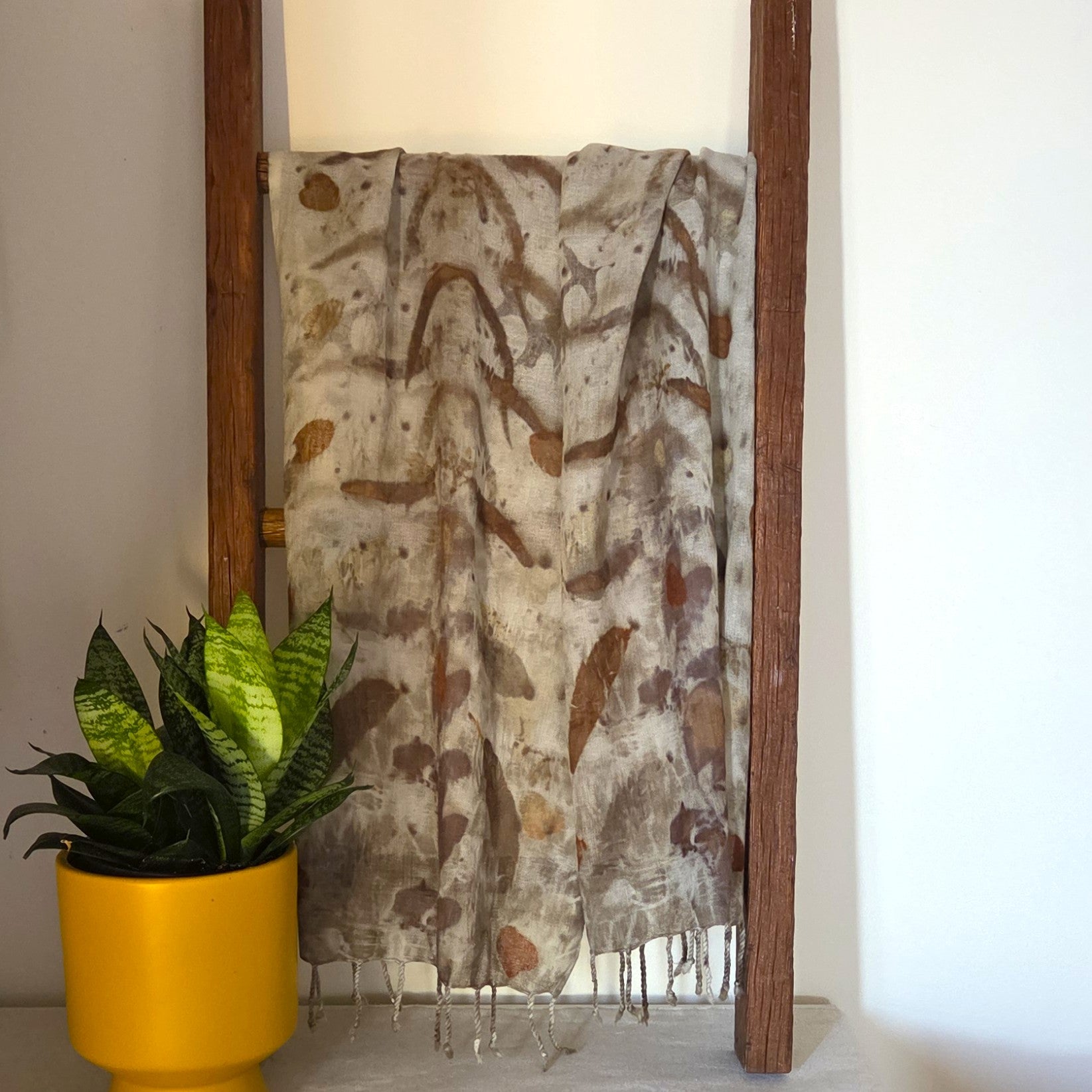 The Marlee - Pure Fine Handloomed Wool Ecoprint Scarf/Wrap