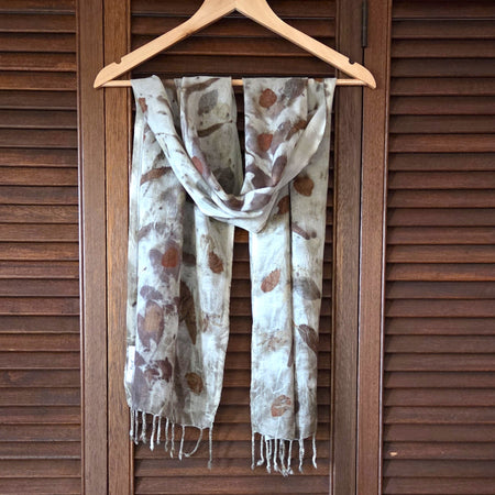 The Marlee - Fine Handloomed Wool Ecoprint Scarf/Wrap