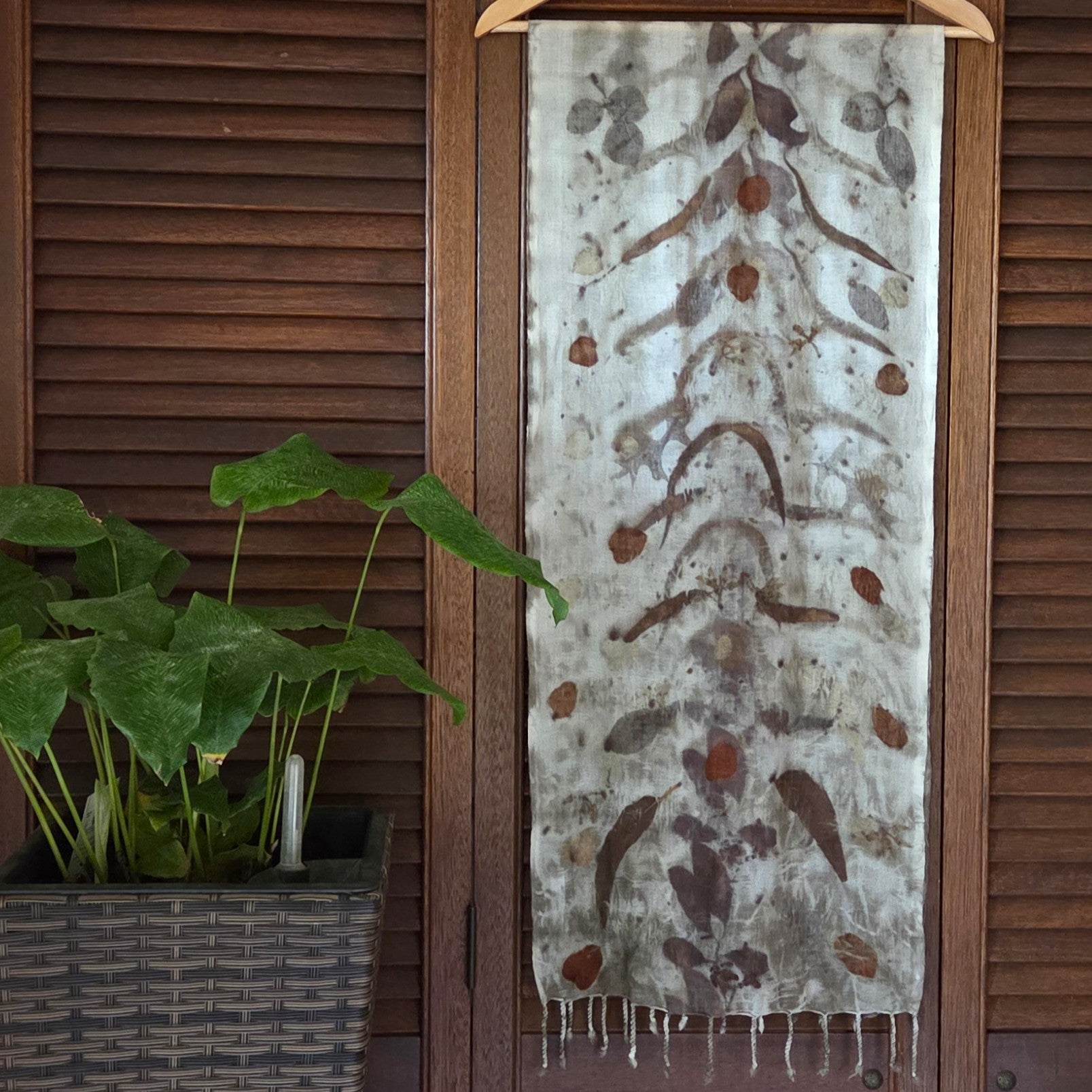 The Marlee - Pure Fine Handloomed Wool Ecoprint Scarf/Wrap