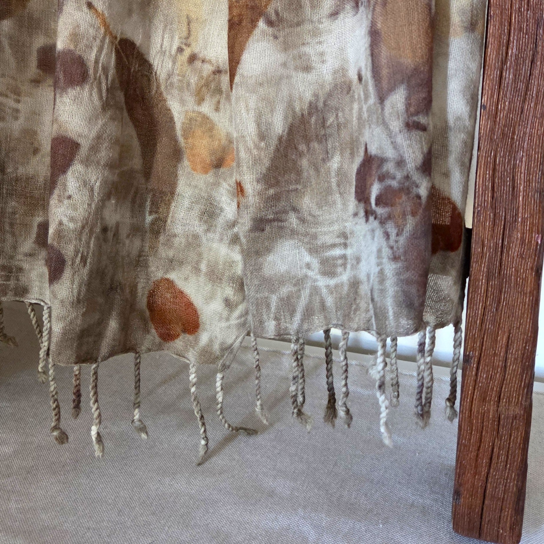 The Marlee - Pure Fine Handloomed Wool Ecoprint Scarf/Wrap