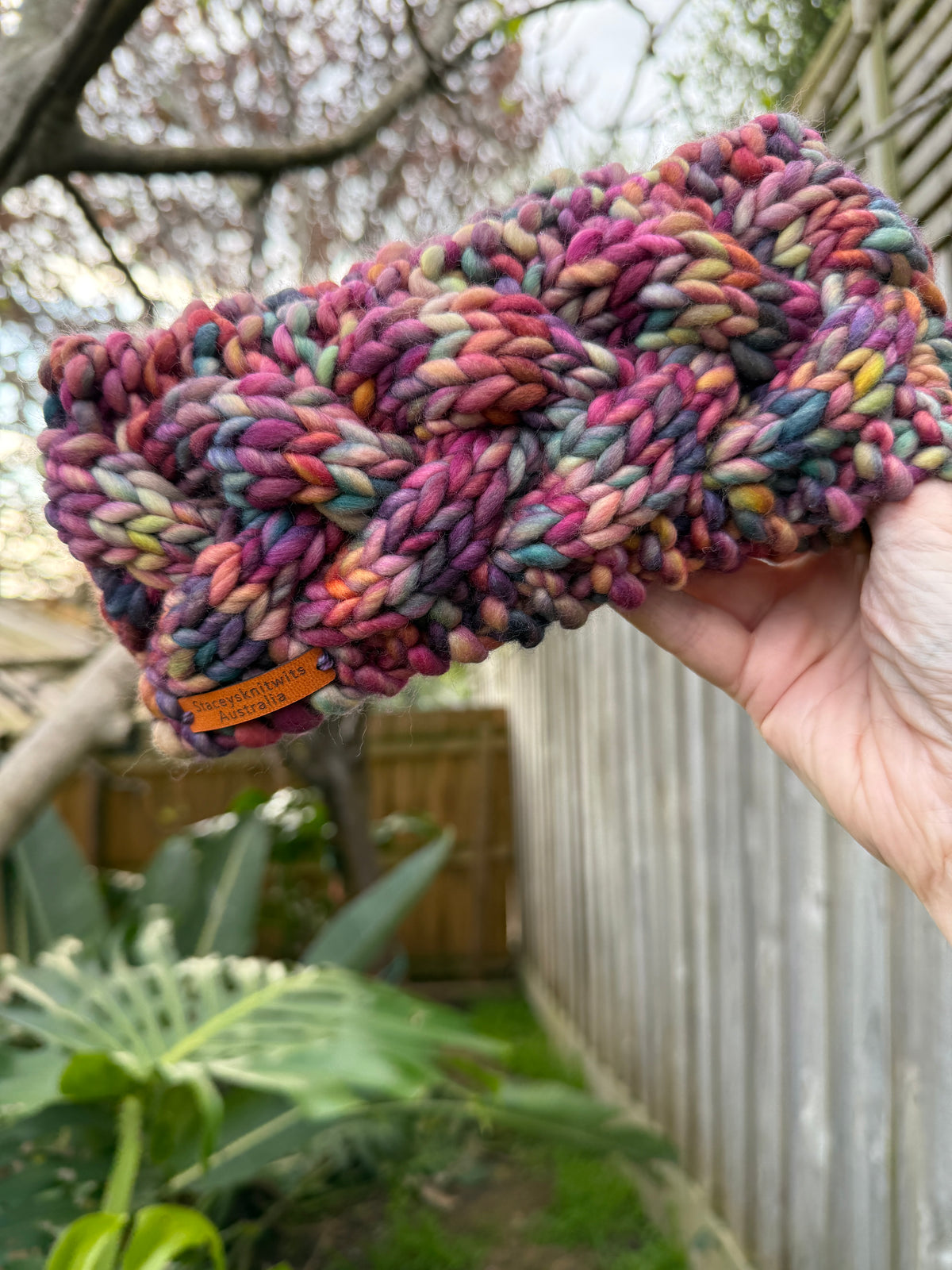 Hand Knitted Headband, Merino Soft Rainbow Headband