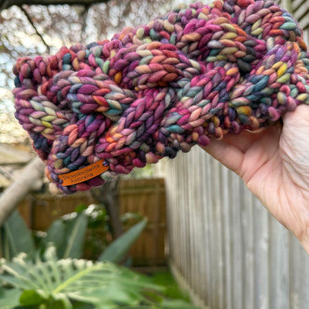 Hand Knitted Headband, Merino Soft Rainbow Headband
