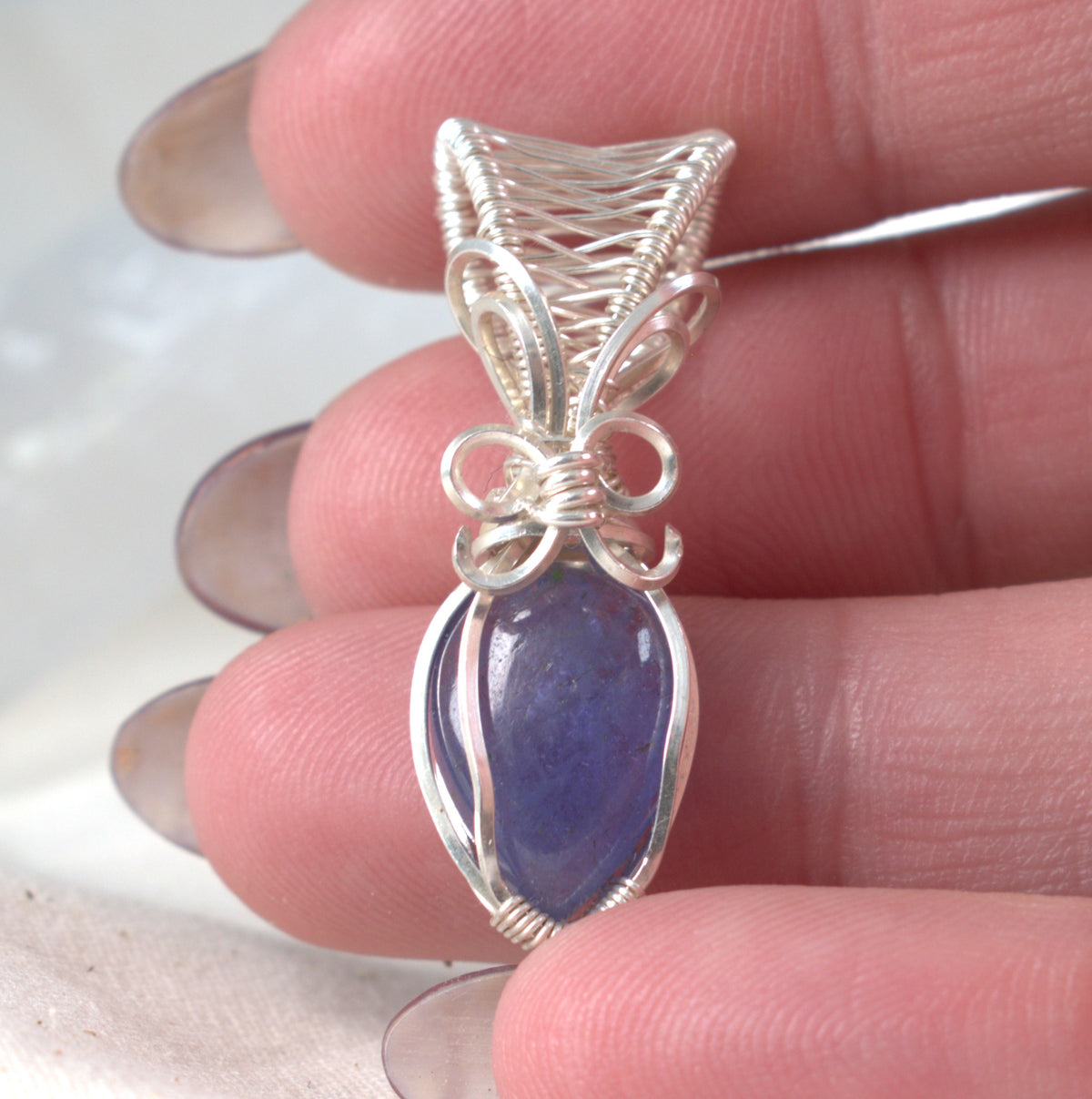 Indigo Sky - Tanzanite Wire Wrapped Pendant, December Birtstone