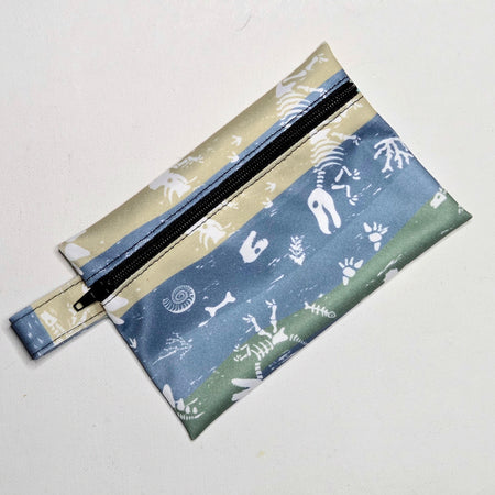 Mini Wet Bag, Cute Dinosaur Bones fabric, 15cms x 10cms
