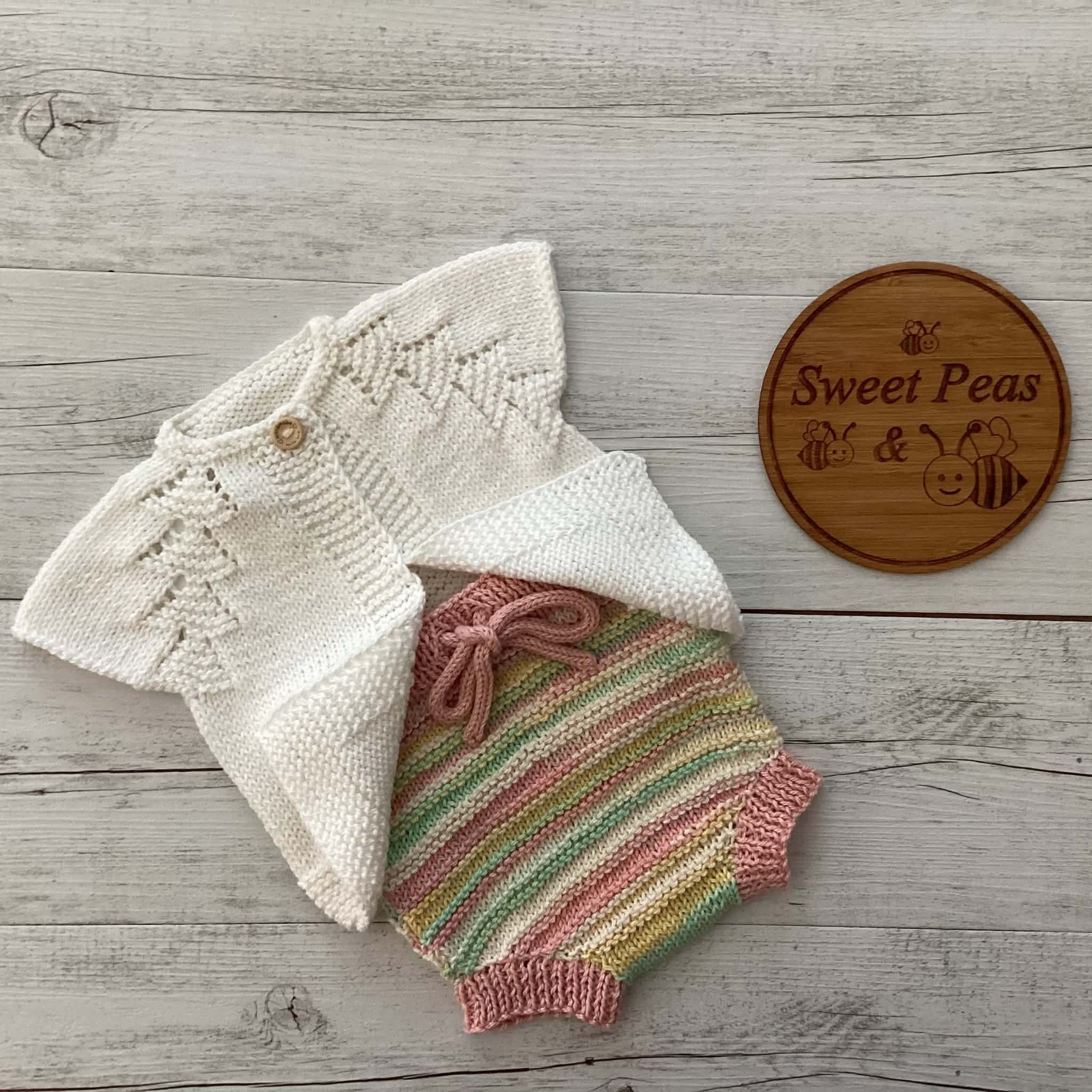 Hand Knitted Baby Girl Cardigan and Nappy Cover