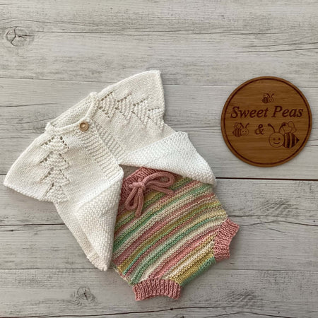 Hand Knitted Baby Girl Cardigan and Nappy Cover