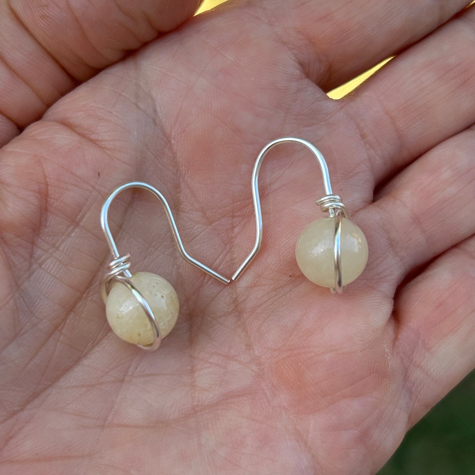 'Bauble Baby' Wire Wrapped Beads Silver Dangle Earrings
