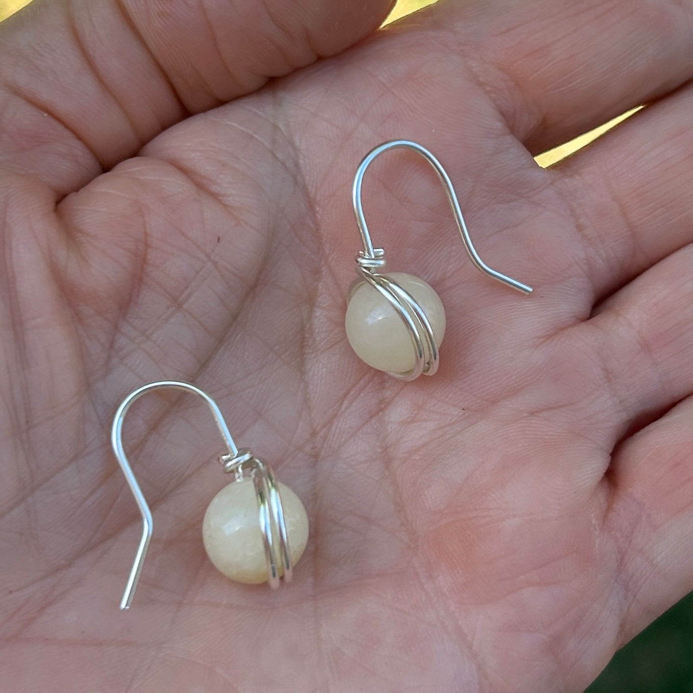 'Bauble Baby' Wire Wrapped Beads Silver Dangle Earrings