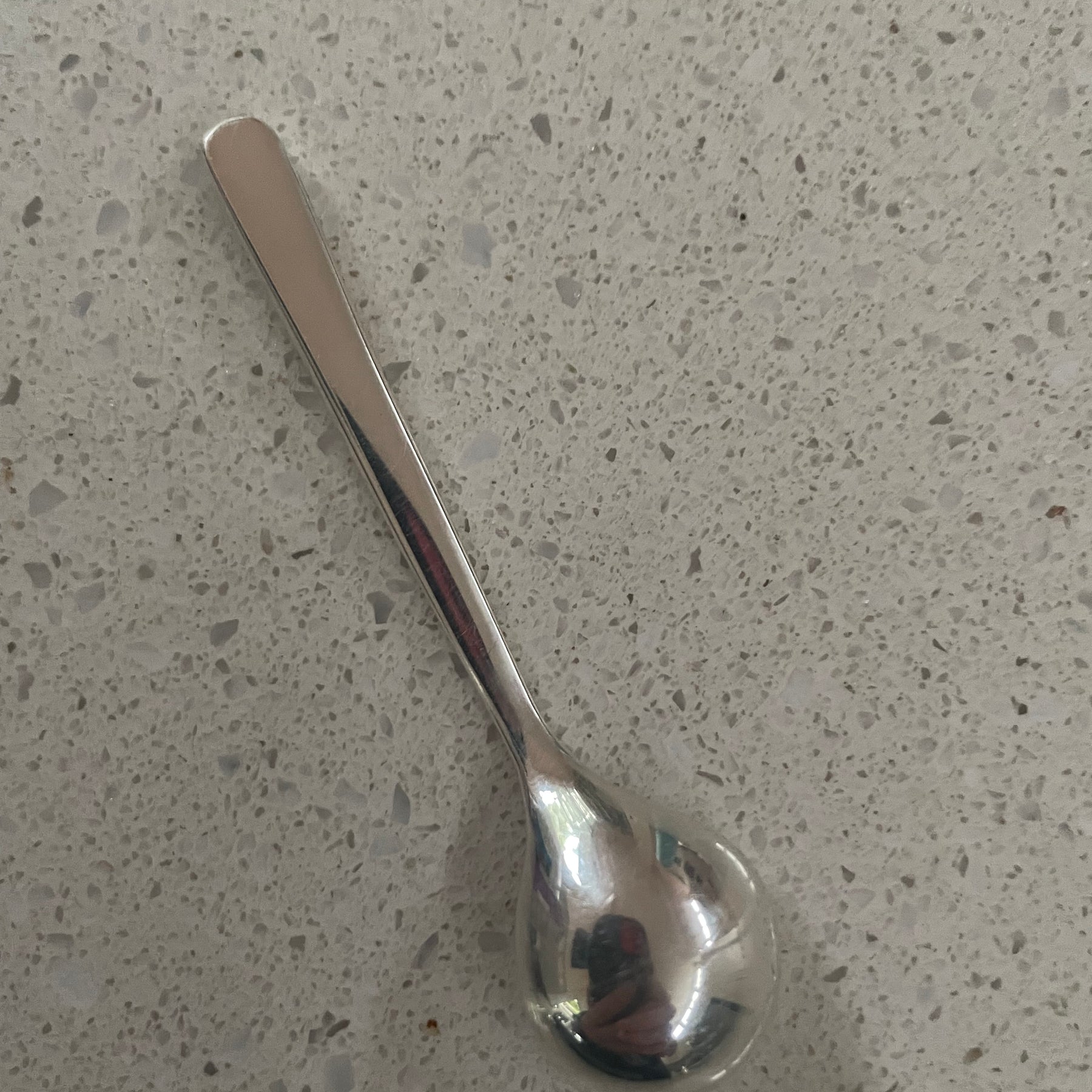 Sterling silver salt spoon with 12 lab sapphires